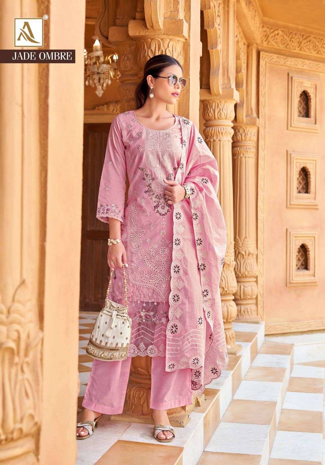 ALOK SUITS JADE OMBRE LAWN COTTON FANCY PAKISTANI STYLE WORK SUIT