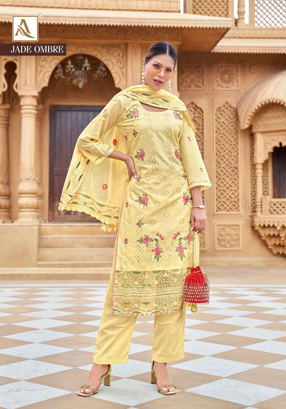 ALOK SUITS JADE OMBRE LAWN COTTON FANCY PAKISTANI STYLE WORK SUIT