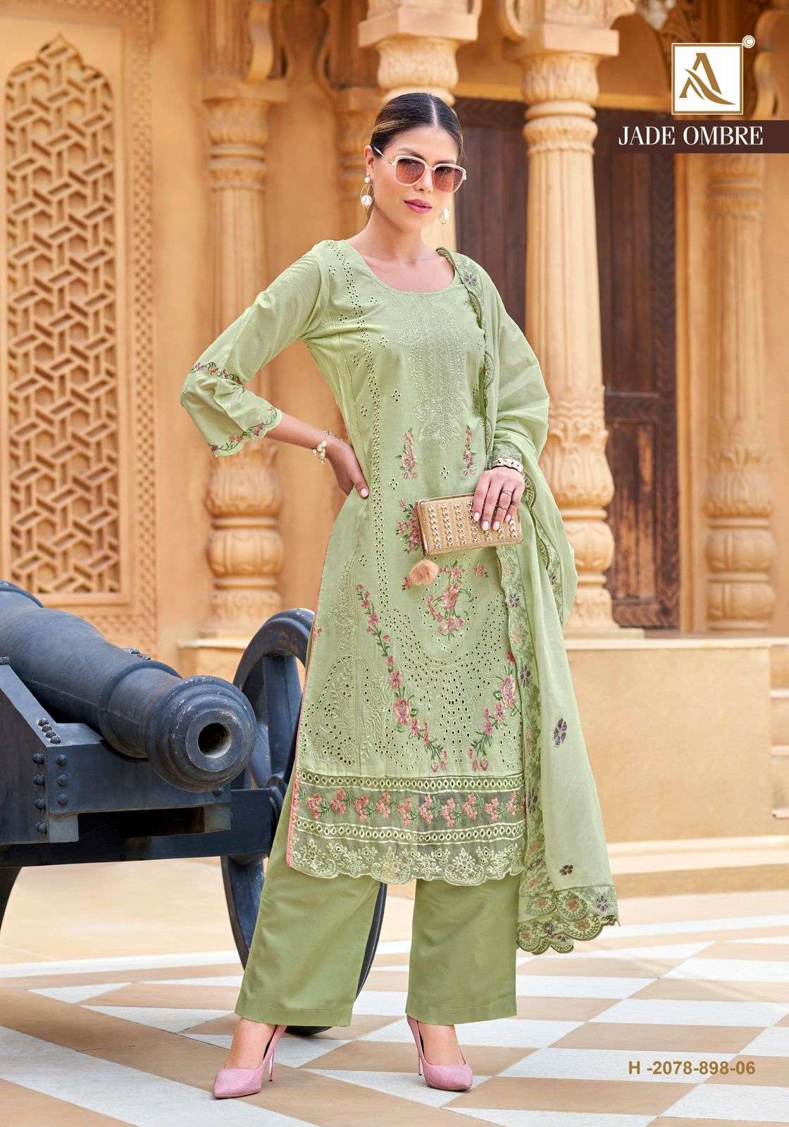 ALOK SUITS JADE OMBRE LAWN COTTON FANCY PAKISTANI STYLE WORK SUIT