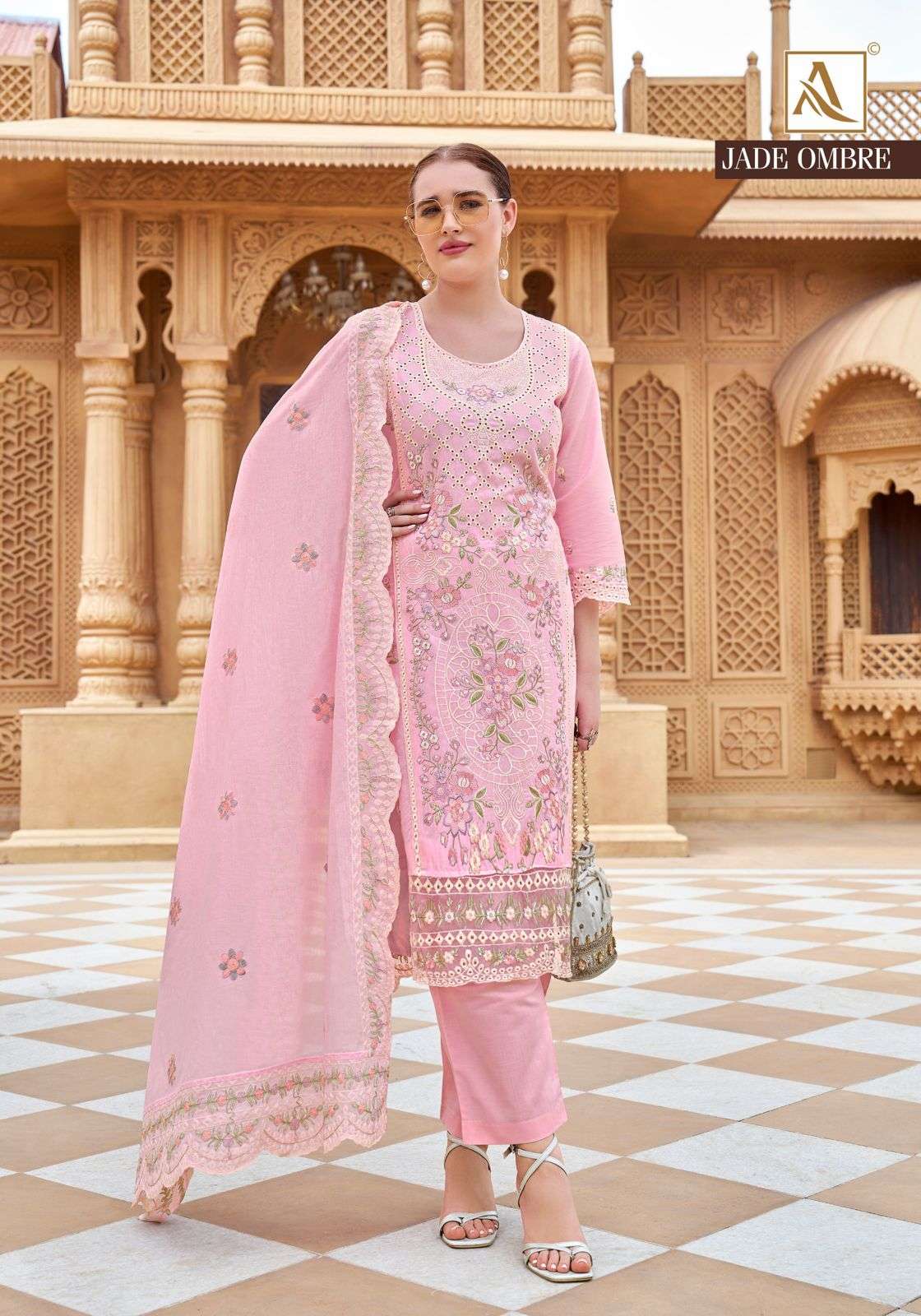 ALOK SUITS JADE OMBRE LAWN COTTON FANCY PAKISTANI STYLE WORK SUIT