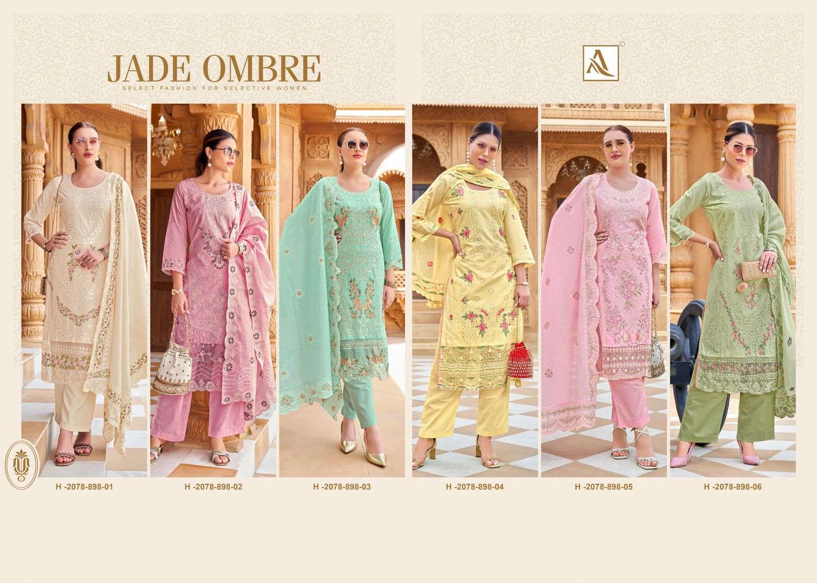 ALOK SUITS JADE OMBRE LAWN COTTON FANCY PAKISTANI STYLE WORK SUIT