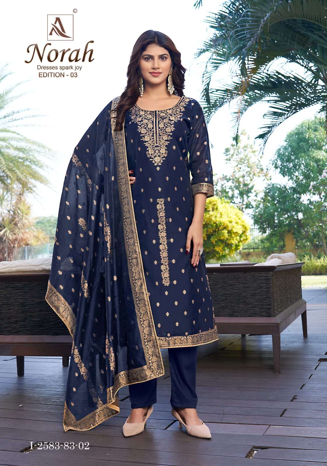 ALOK SUITS NORAH EDITION 3 JACQUARD DESIGNER WORK LADIES SUIT