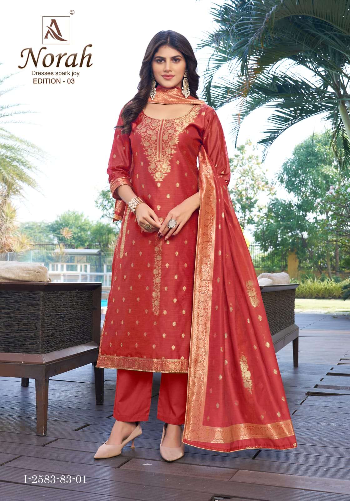 ALOK SUITS NORAH EDITION 3 JACQUARD DESIGNER WORK LADIES SUIT