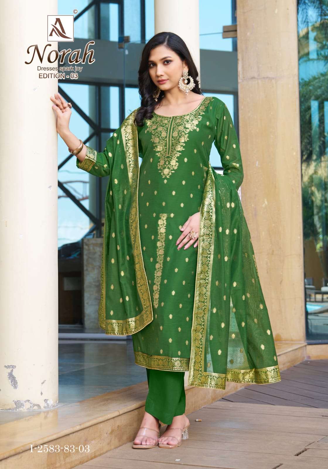 ALOK SUITS NORAH EDITION 3 JACQUARD DESIGNER WORK LADIES SUIT