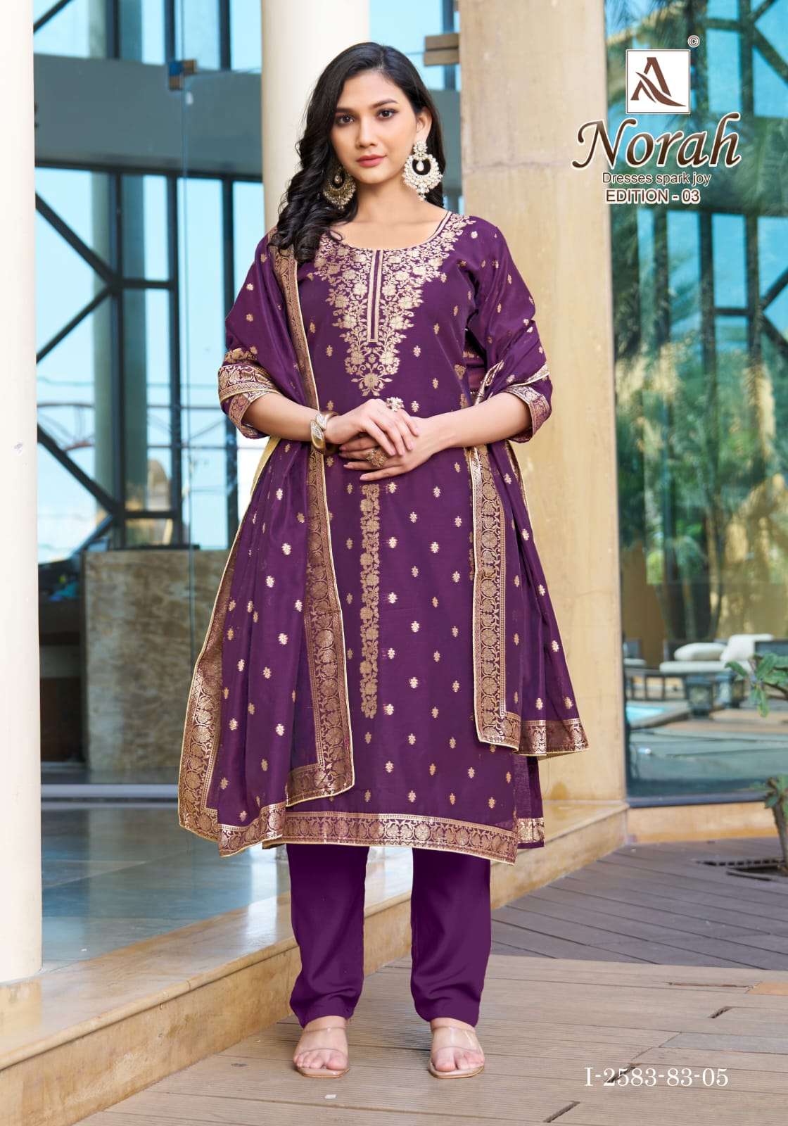 ALOK SUITS NORAH EDITION 3 JACQUARD DESIGNER WORK LADIES SUIT