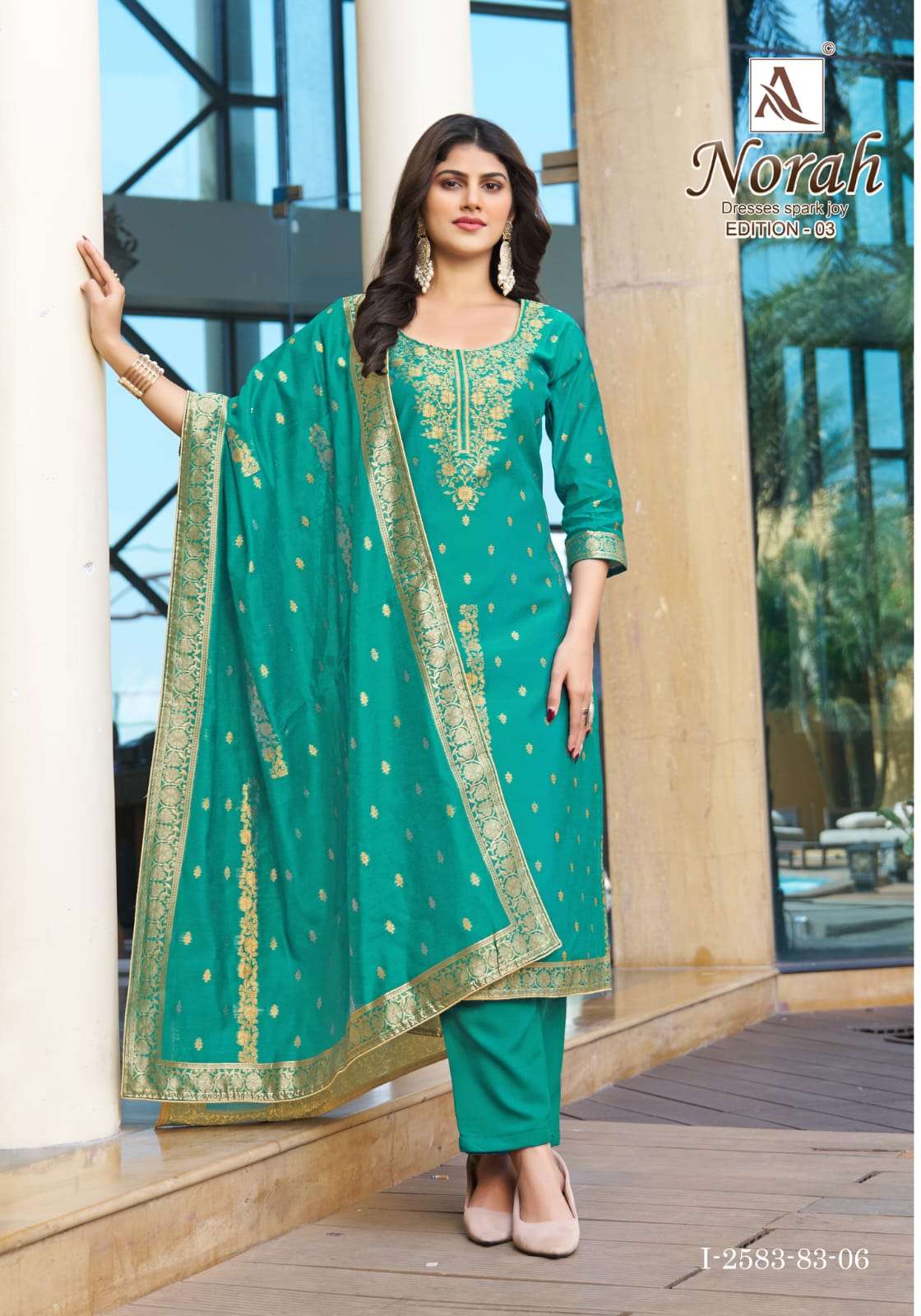 ALOK SUITS NORAH EDITION 3 JACQUARD DESIGNER WORK LADIES SUIT