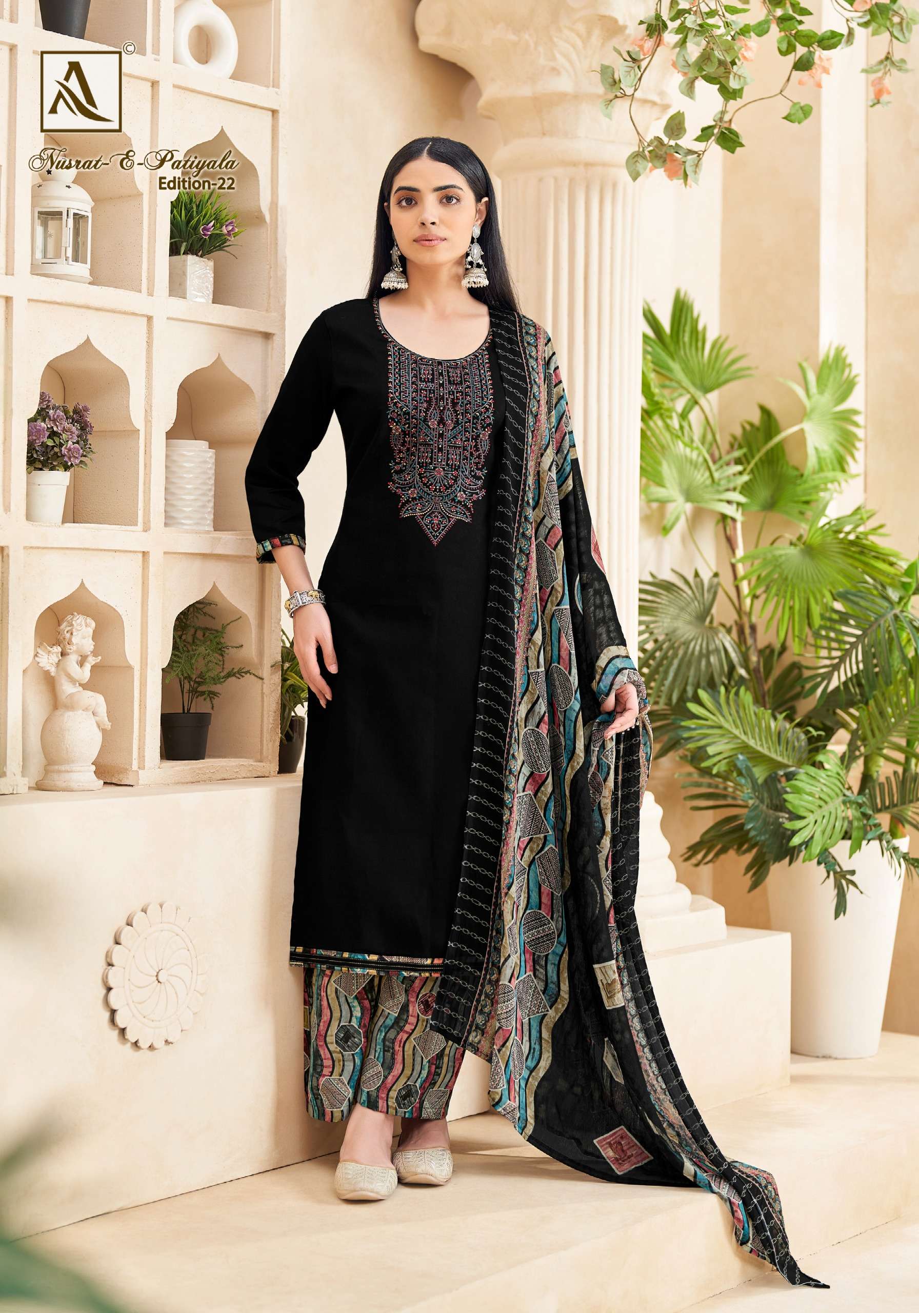 ALOK SUITS NUSRAT E PATIYALA EDITION VOL 22 JAM COTTON FANCY WORK SUIT