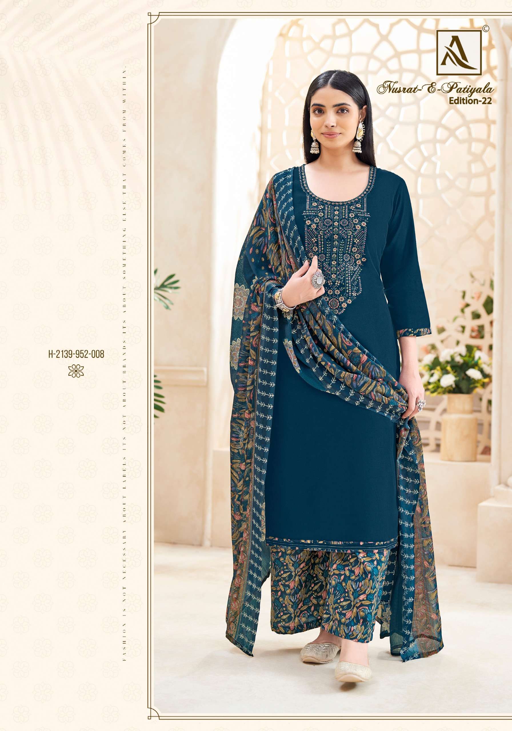 ALOK SUITS NUSRAT E PATIYALA EDITION VOL 22 JAM COTTON FANCY WORK SUIT