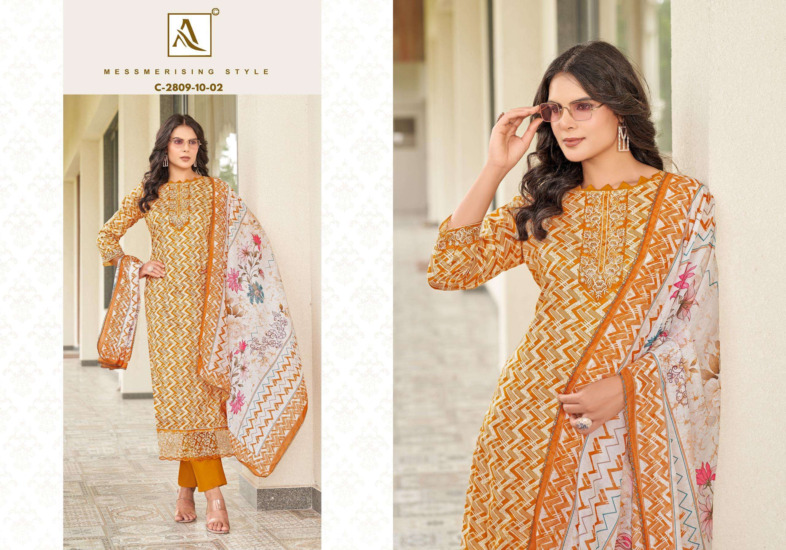 ALOK SUITS SUPER QUEEN EDITION 6 JAM COTTON PRINT WITH FANCY WORK SUIT