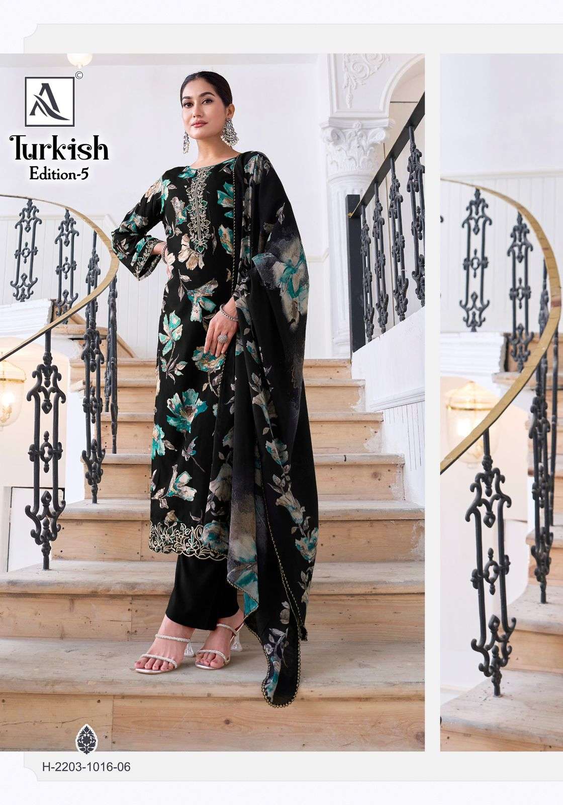 ALOK SUITS TURKISH EDITION 5 VISCOSE RAYON PRINT WITH FANCY WORK SUIT