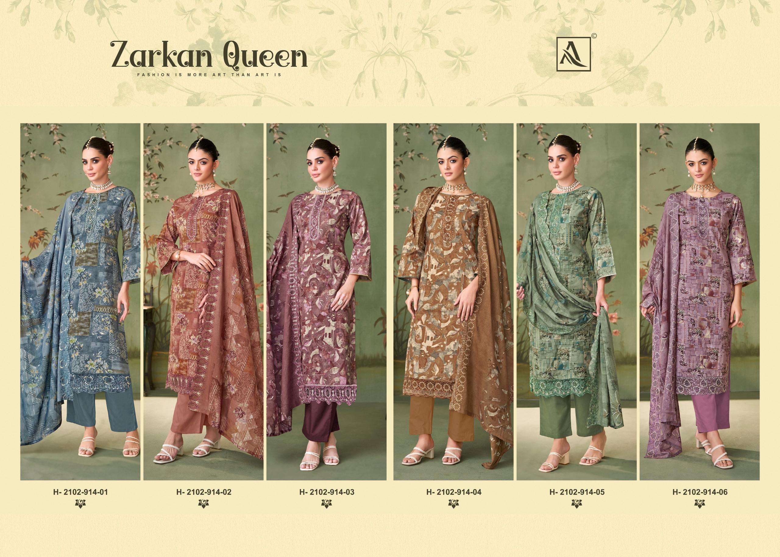 ALOK SUITS ZARKAN QUEEN COTTON DIGITAL PRINT WITH FANCY WORK SUIT