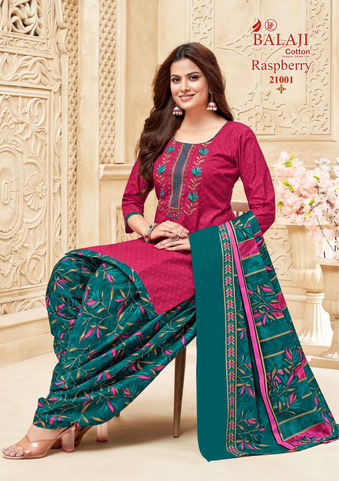 BALAJI COTTON RASPBERRY VOL 21 COTTON PATIYALA SUIT