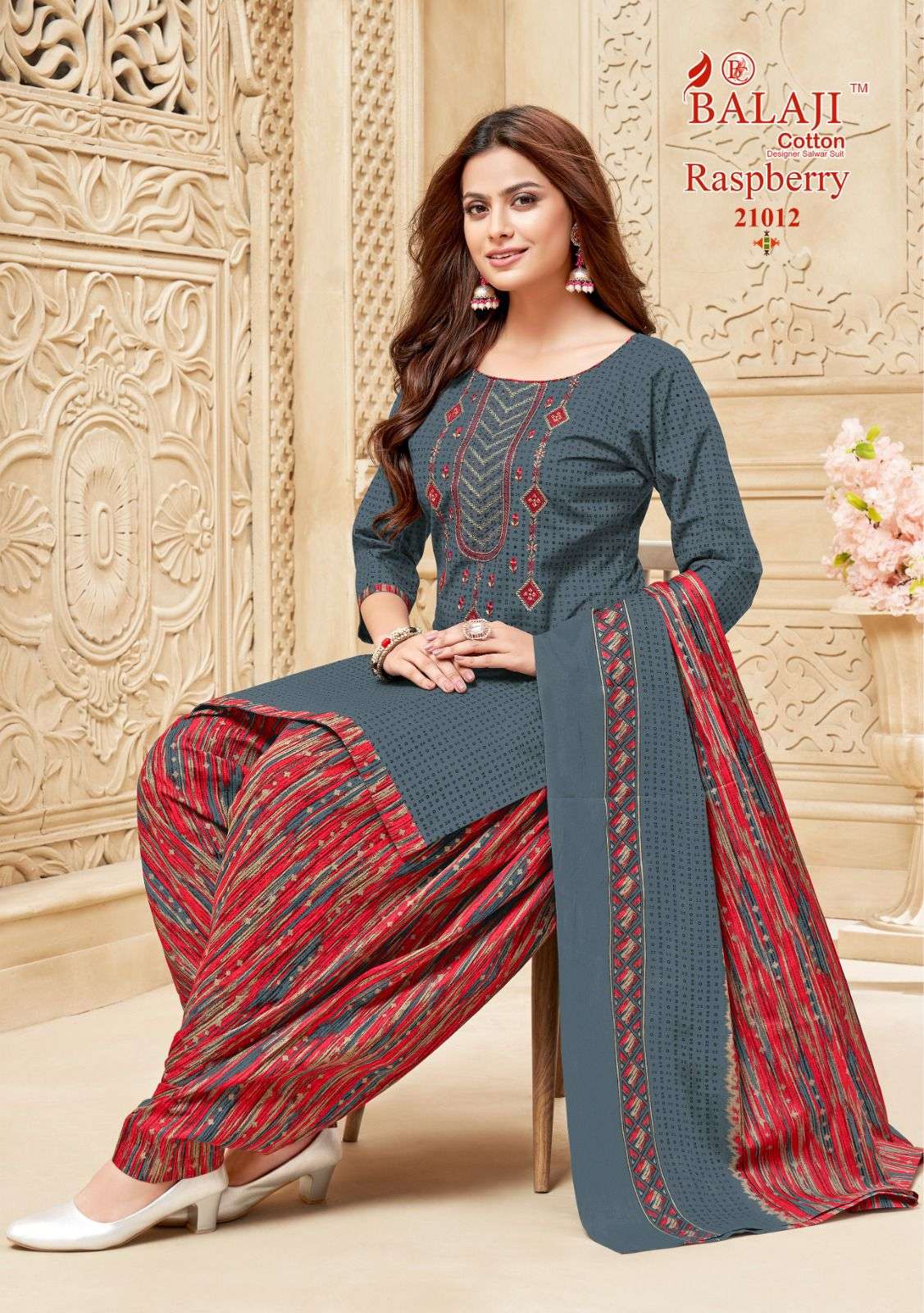 BALAJI COTTON RASPBERRY VOL 21 COTTON PATIYALA SUIT