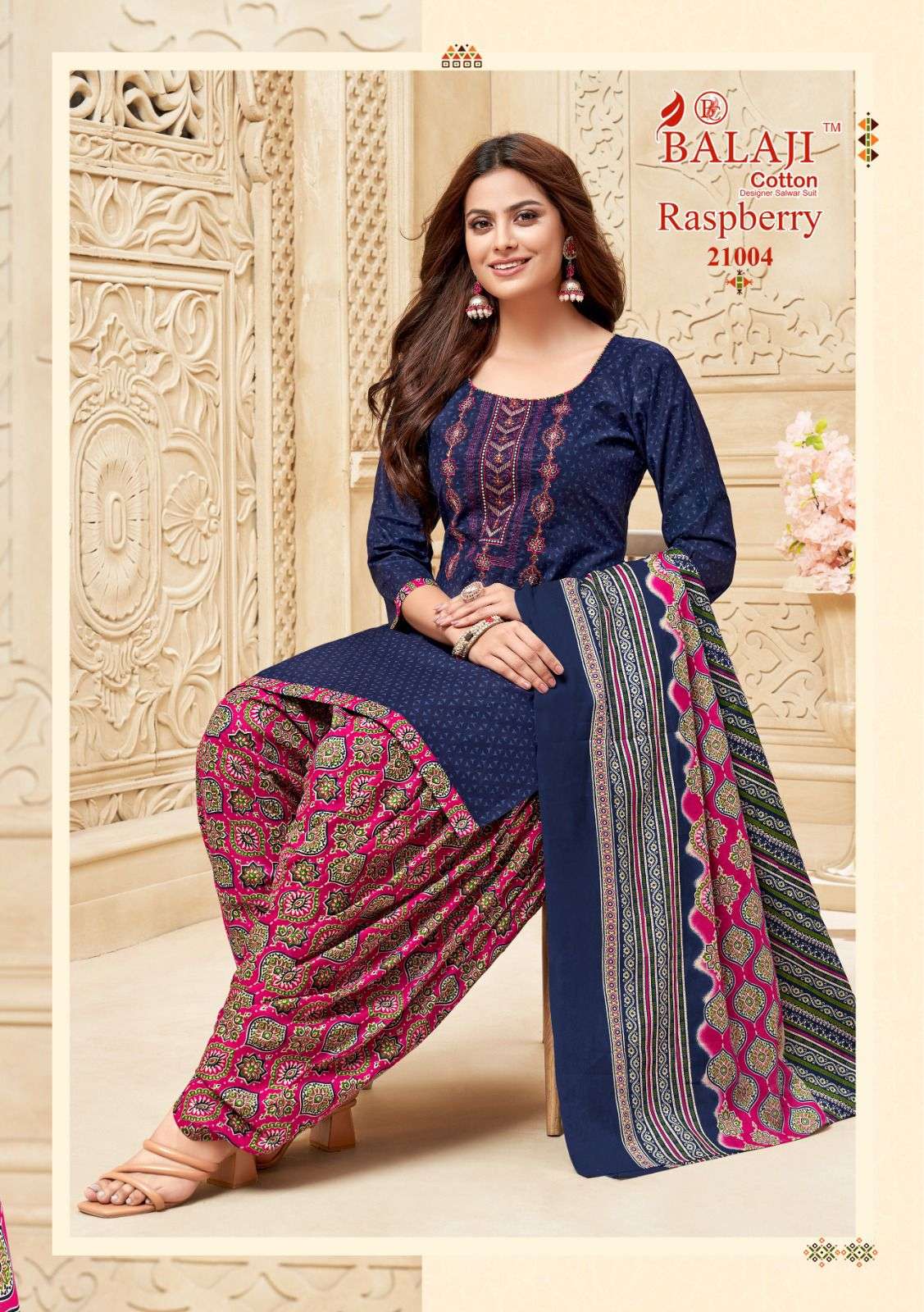 BALAJI COTTON RASPBERRY VOL 21 COTTON PATIYALA SUIT