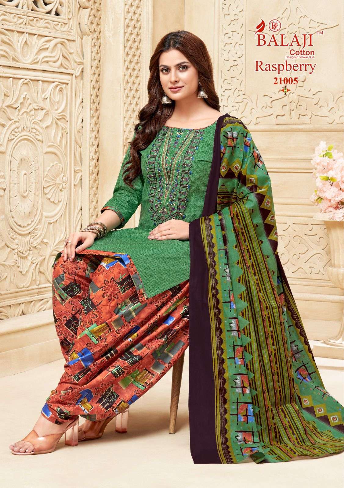 BALAJI COTTON RASPBERRY VOL 21 COTTON PATIYALA SUIT