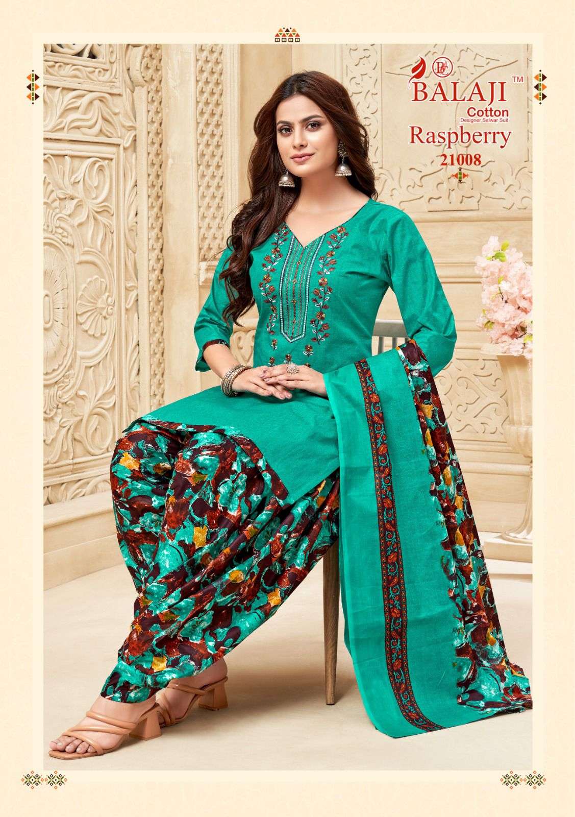 BALAJI COTTON RASPBERRY VOL 21 COTTON PATIYALA SUIT