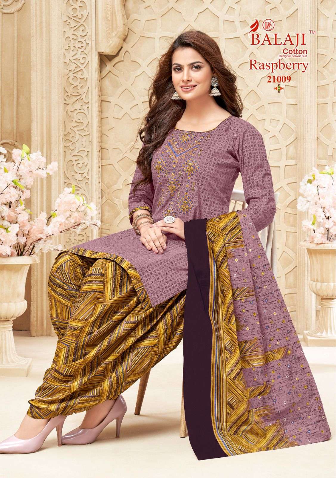BALAJI COTTON RASPBERRY VOL 21 COTTON PATIYALA SUIT