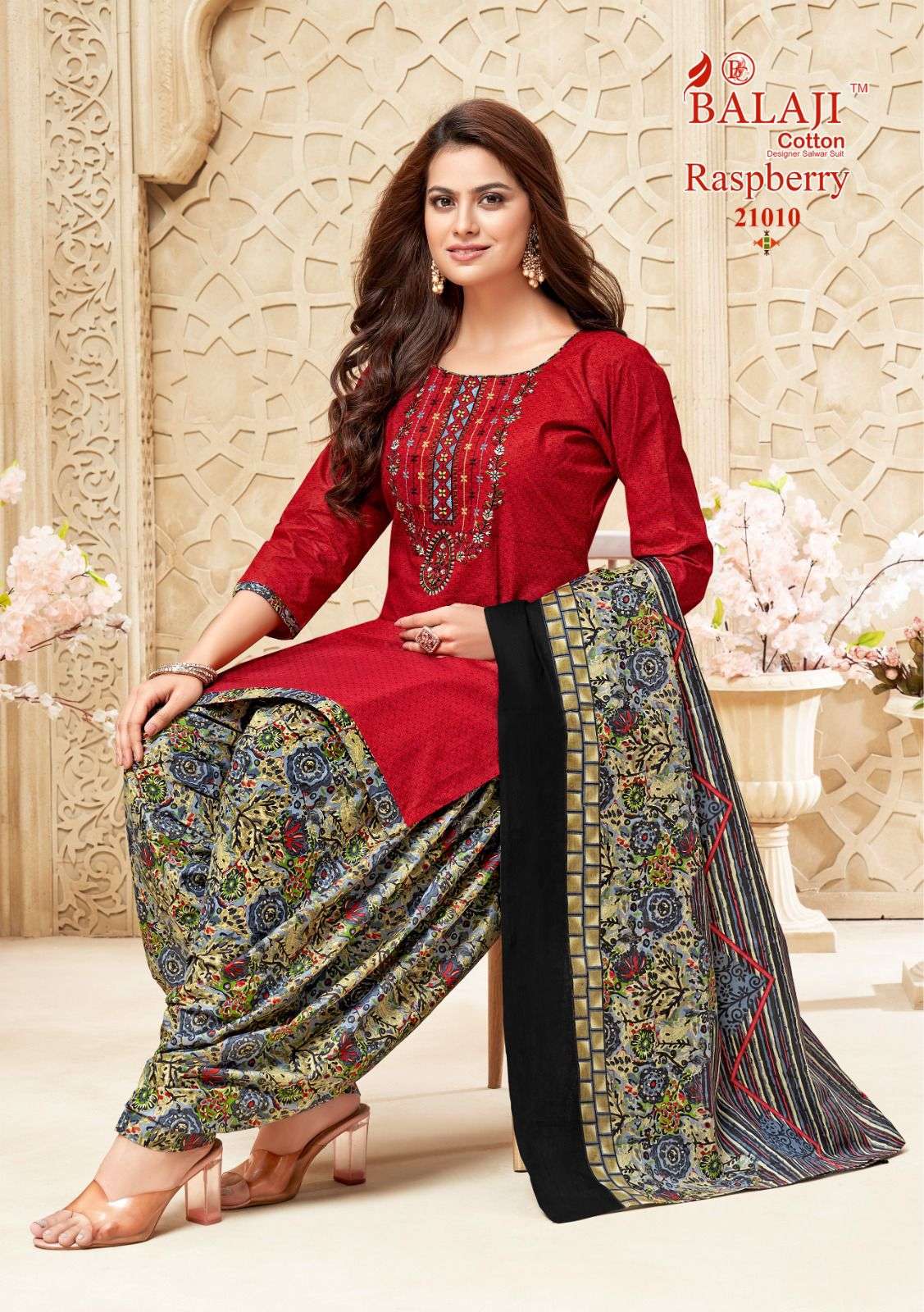 BALAJI COTTON RASPBERRY VOL 21 COTTON PATIYALA SUIT
