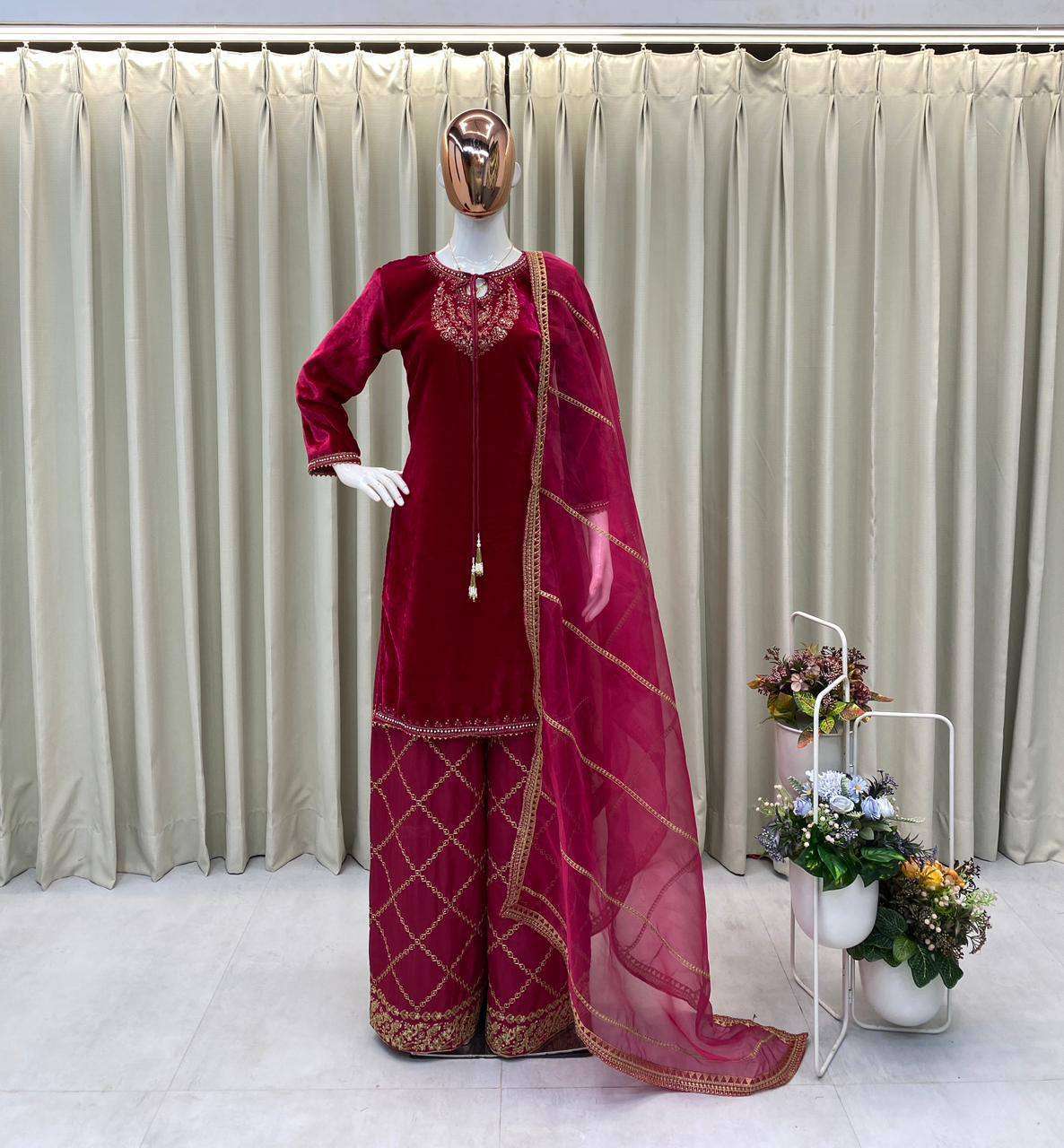 BE 411 VELVET SEQUENCE DESIGNER PAKISTANI STYLE SUIT