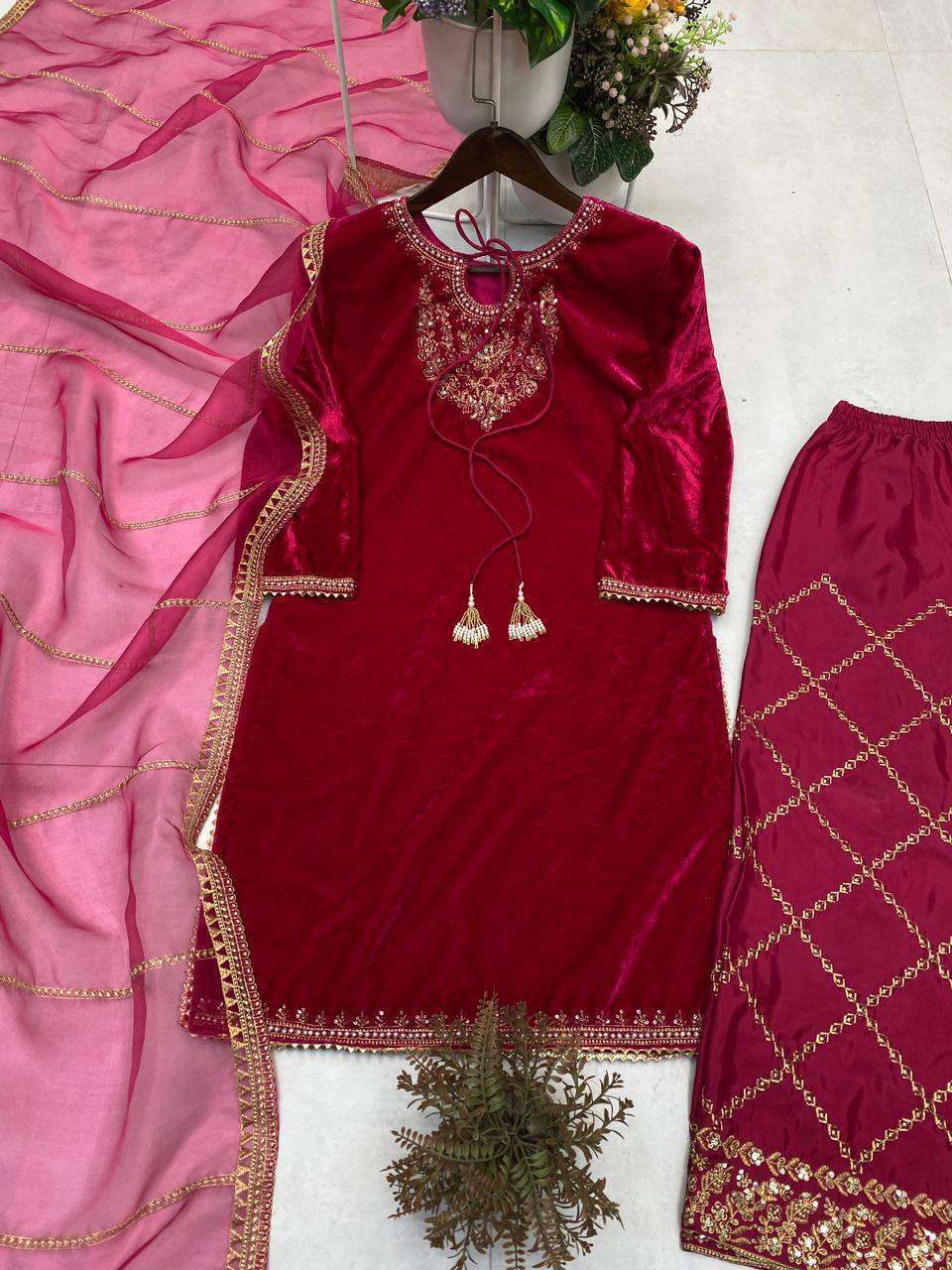 BE 411 VELVET SEQUENCE DESIGNER PAKISTANI STYLE SUIT