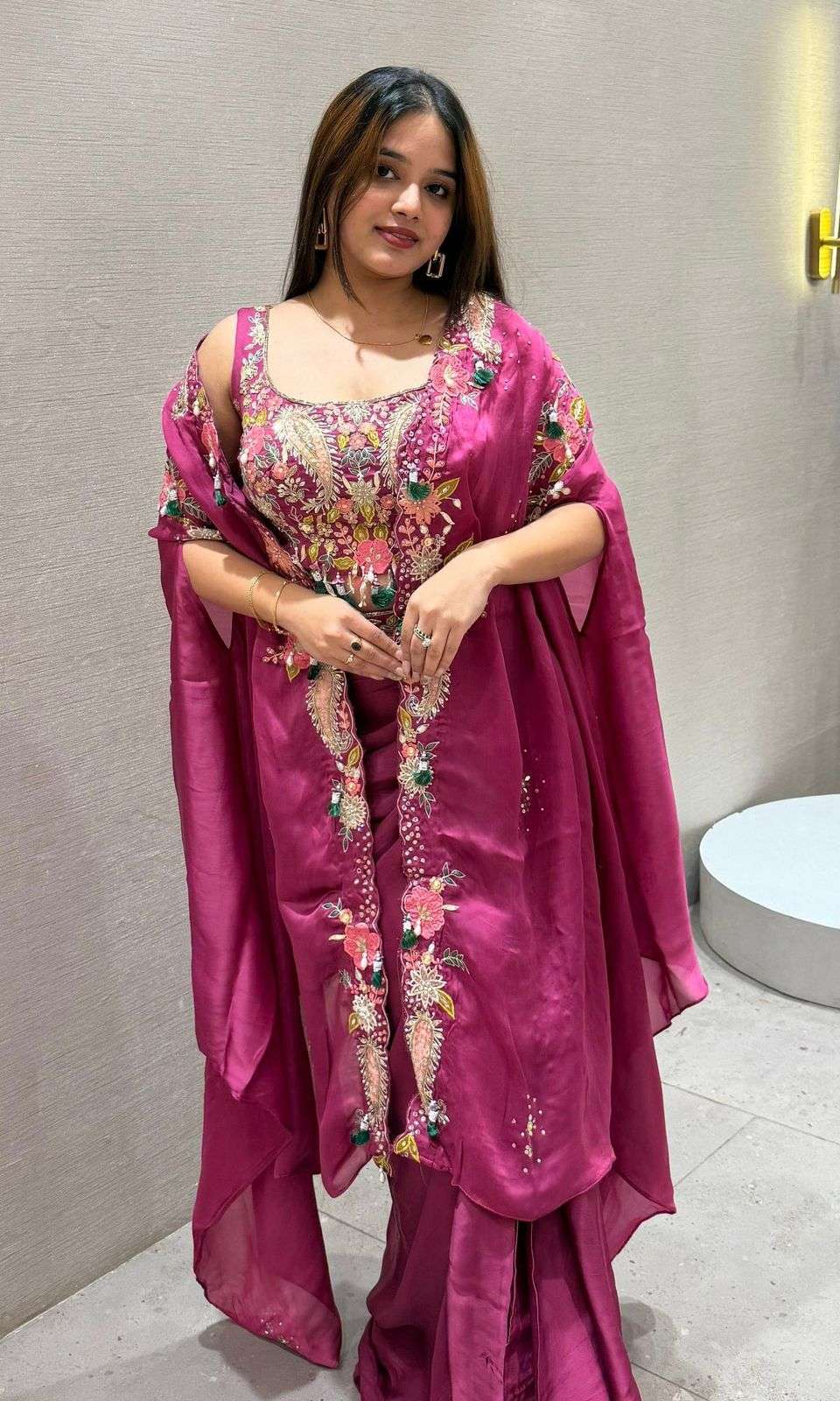 BE 425 SILK DESIGNER WORK PARTY WEAR INDO WESTERN STYLE DRESS