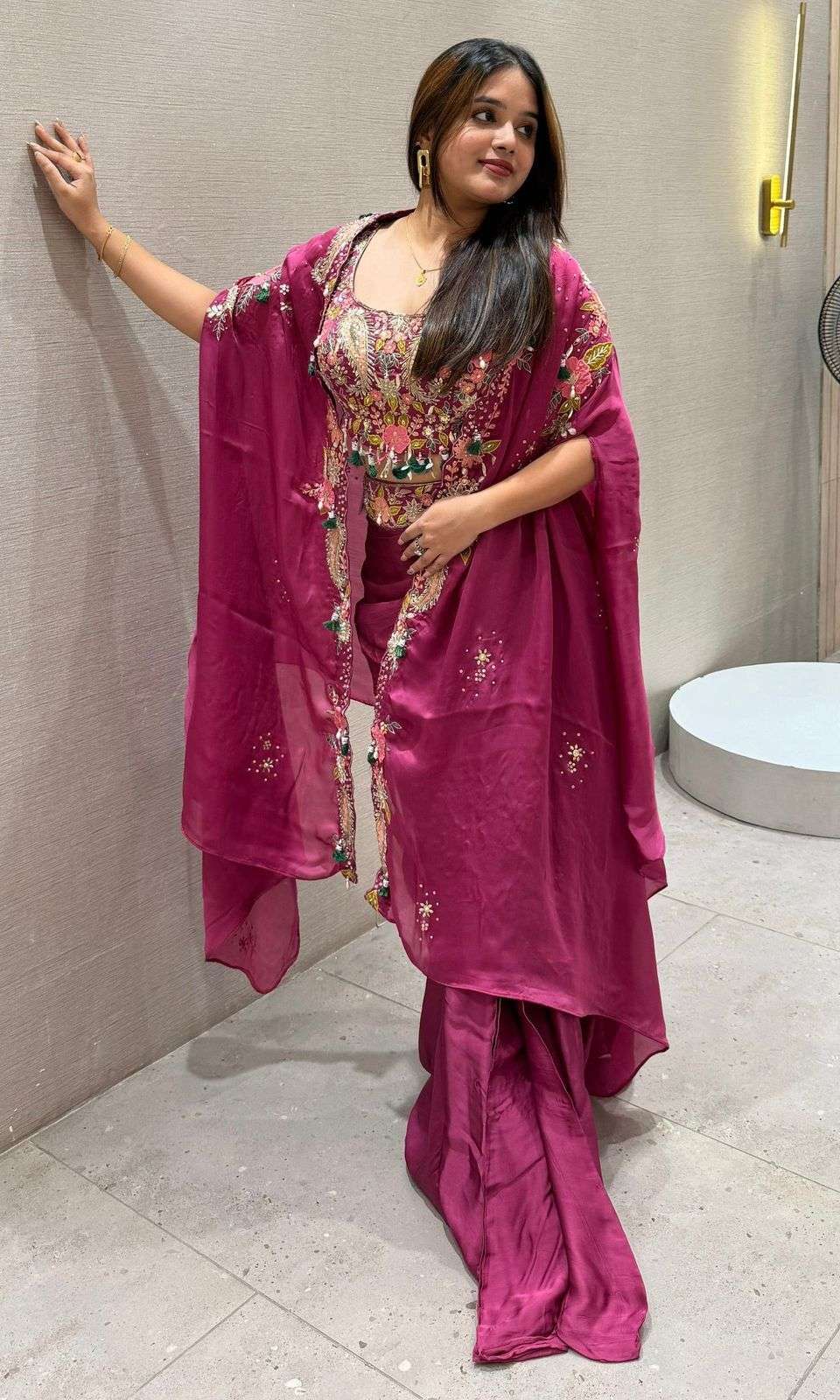 BE 425 SILK DESIGNER WORK PARTY WEAR INDO WESTERN STYLE DRESS