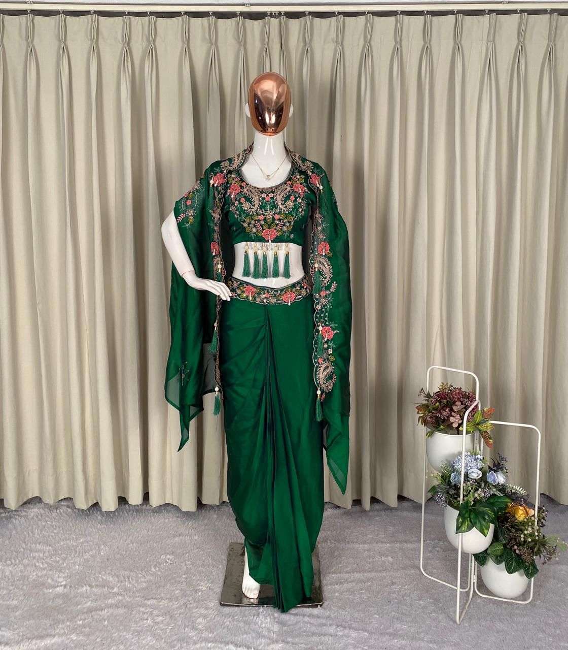 BE 425 SILK DESIGNER WORK PARTY WEAR INDO WESTERN STYLE DRESS