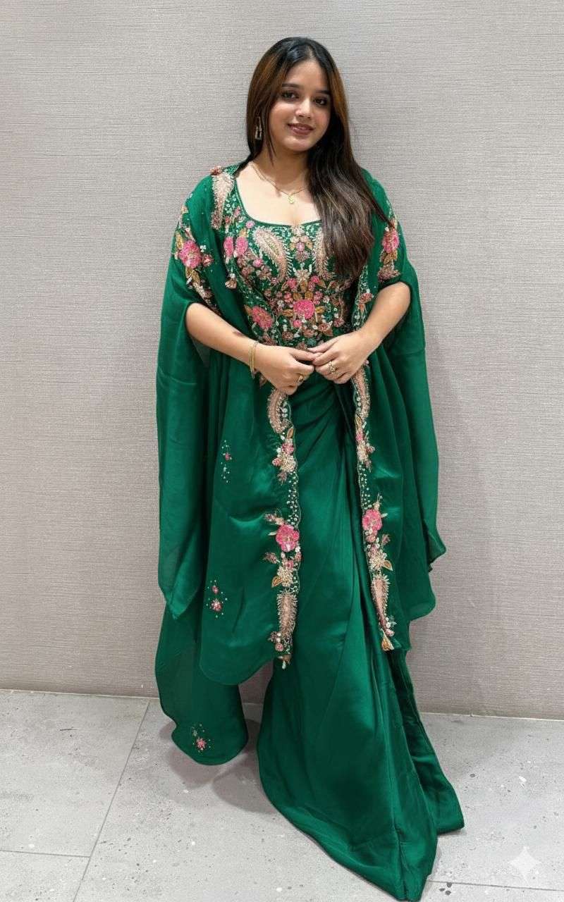 BE 425 SILK DESIGNER WORK PARTY WEAR INDO WESTERN STYLE DRESS
