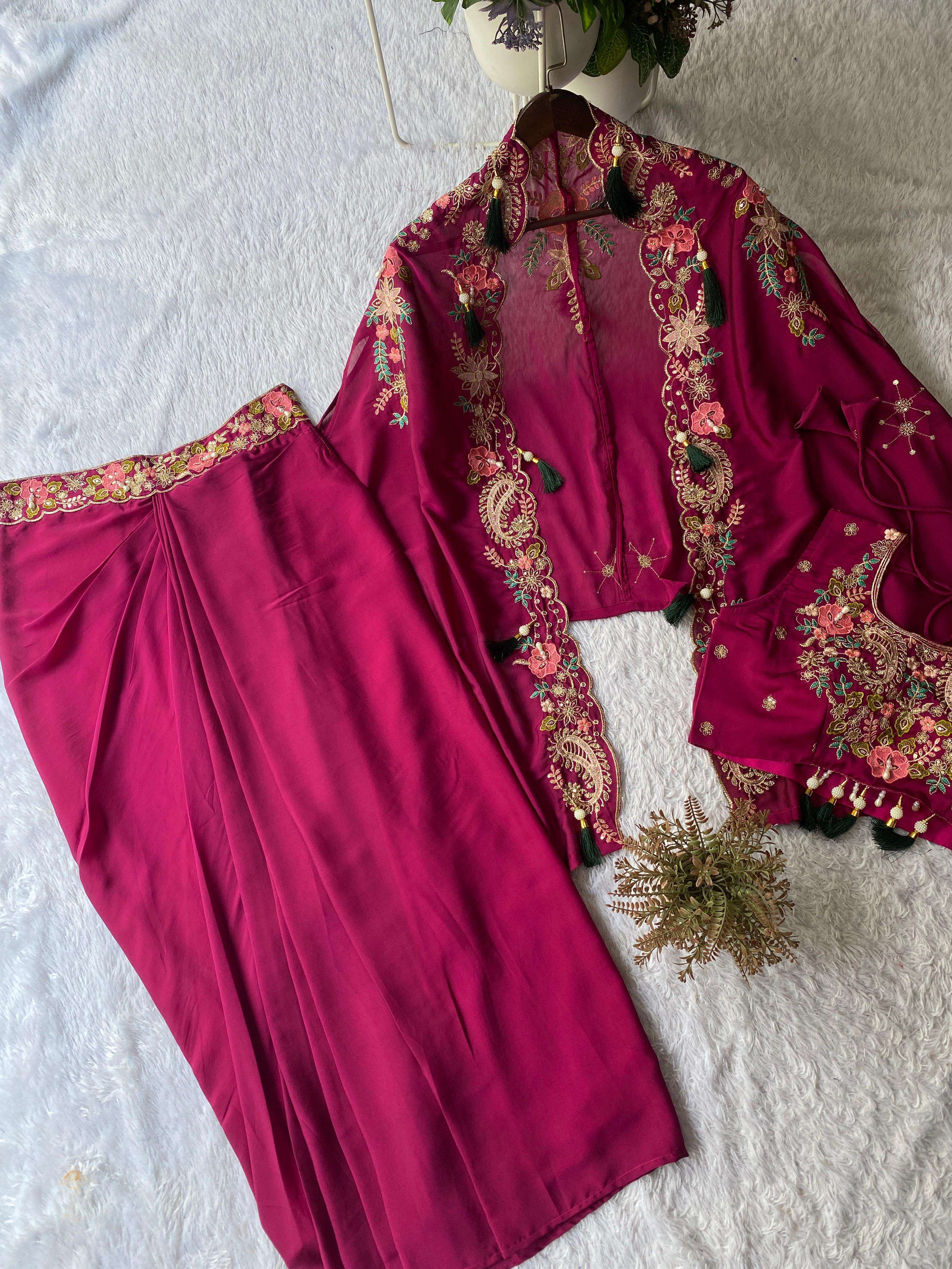 BE 425 SILK DESIGNER WORK PARTY WEAR INDO WESTERN STYLE DRESS