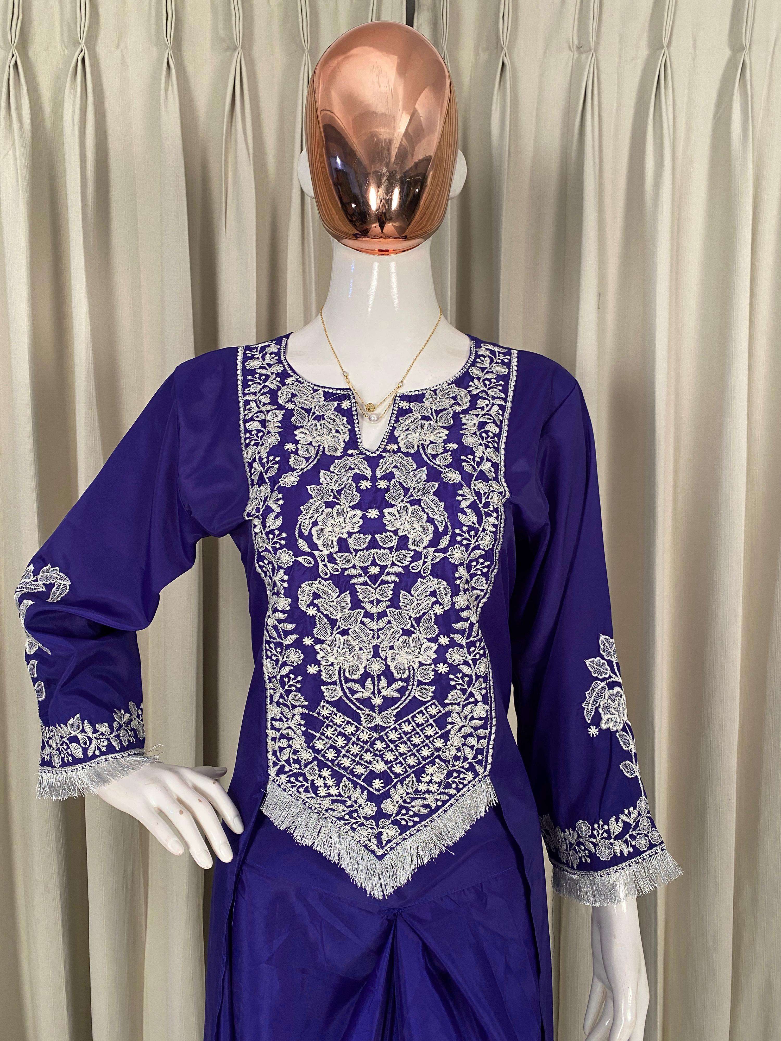 BE 441 CREPE SILK DESIGNER PARTY WEAR WEAR INDO WESTERN STYLE DRESS 