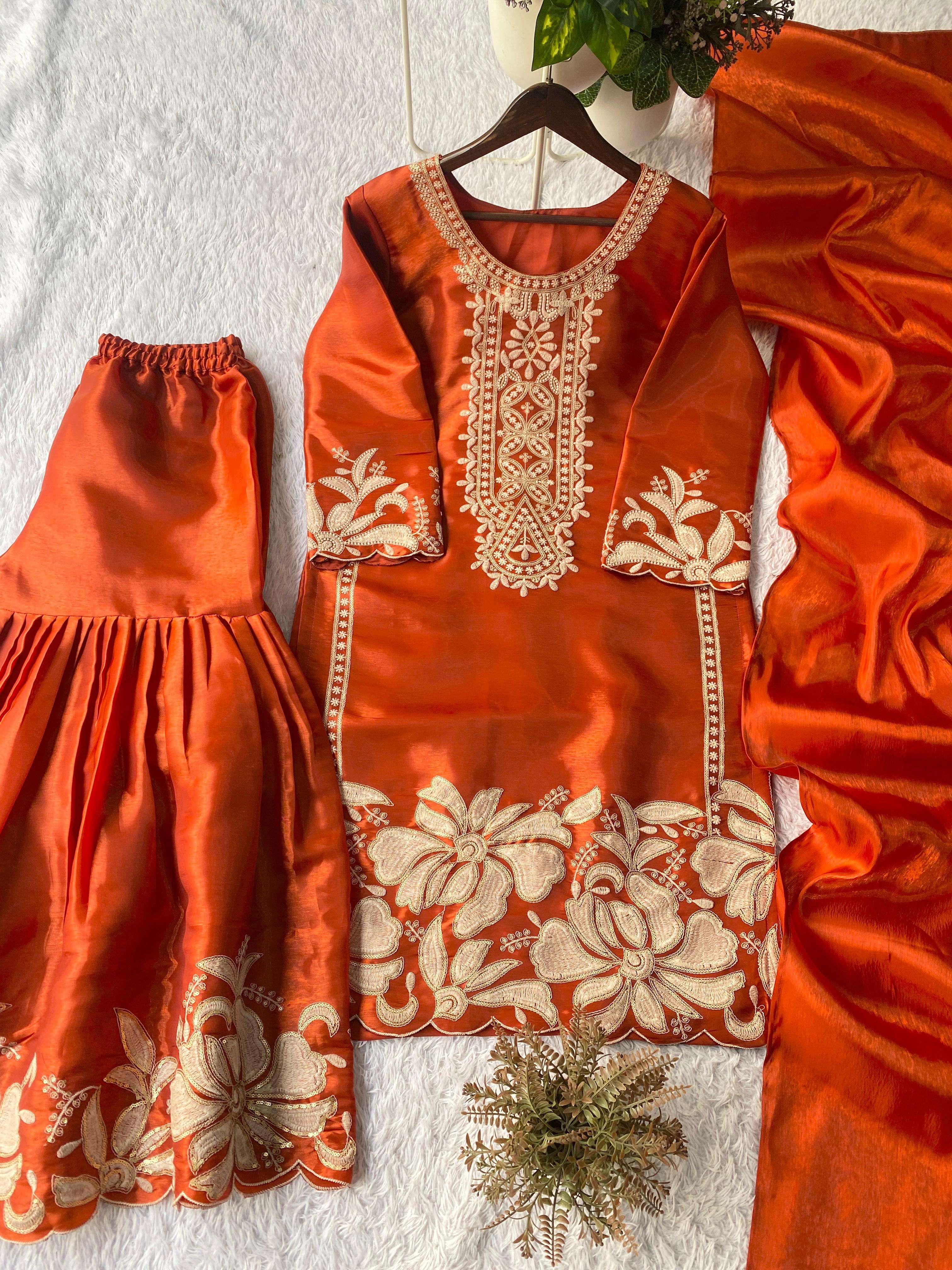 BE 442 SILK DESIGNER FESTIVE WEAR LADIES SHARARA SUIT