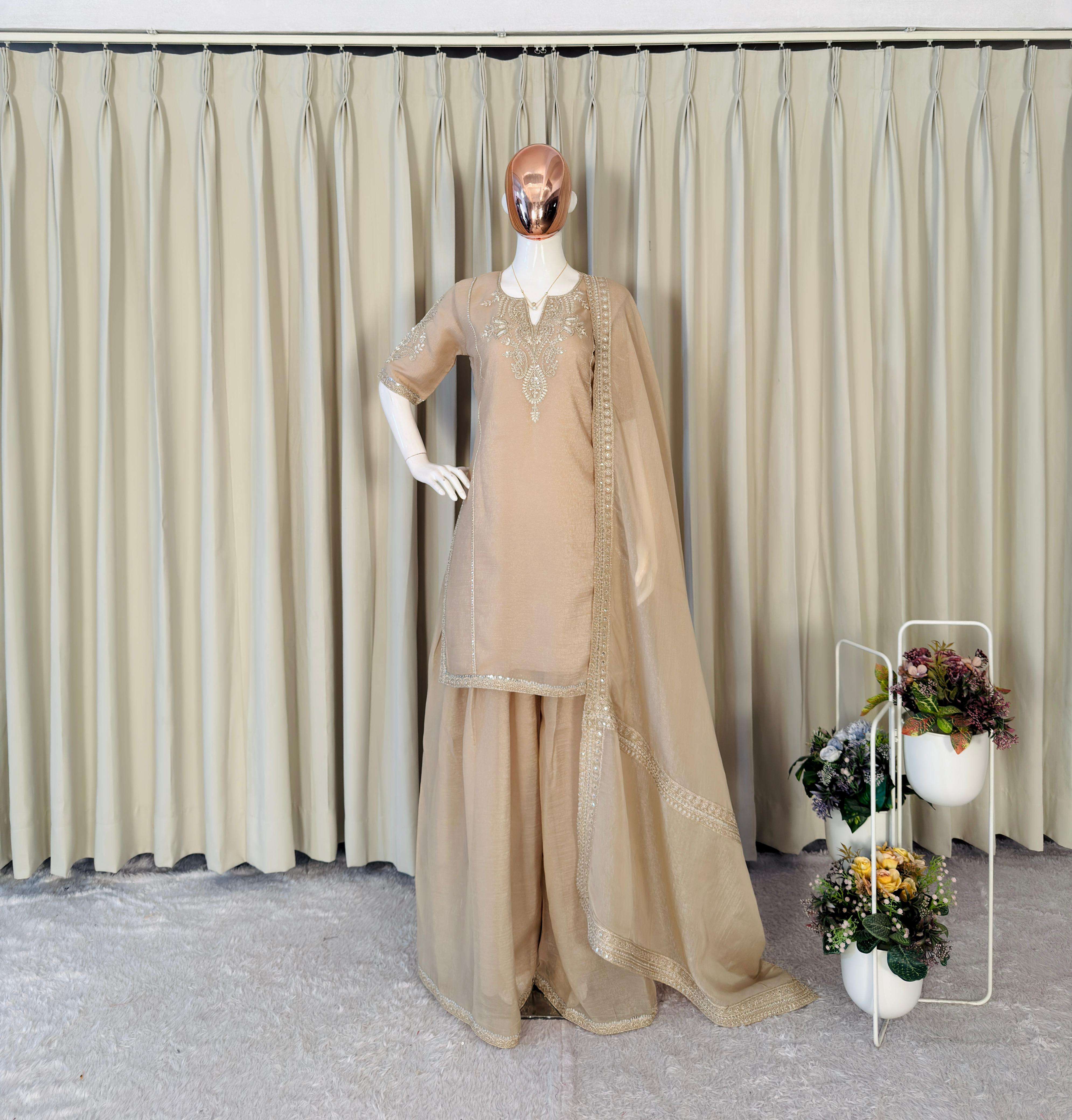 BE 443 HEAVY PREETY LOOK DESIGNER PARTY WEAR LADIES SHARARA SUIT