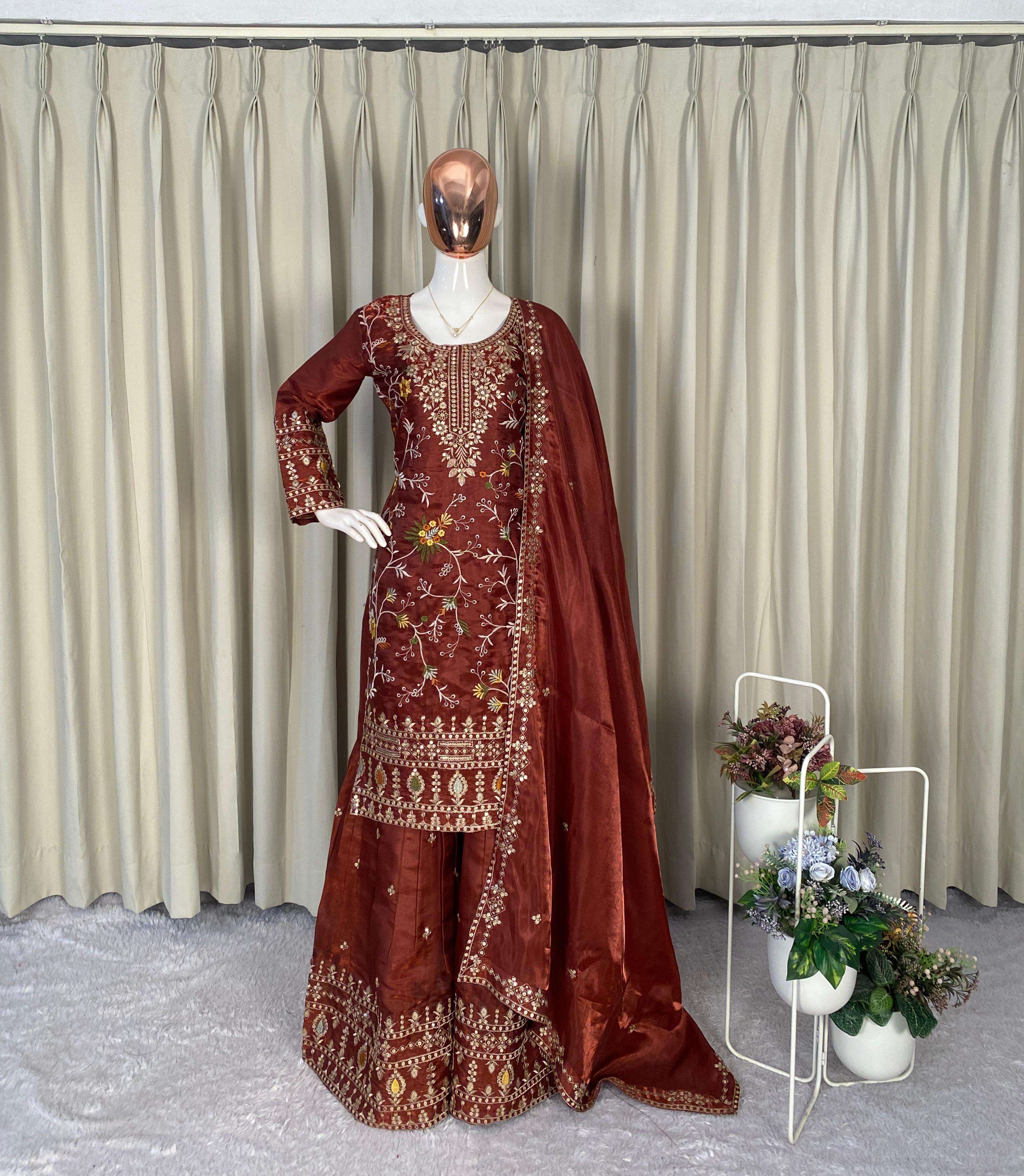BE 447 HEAVY DESIGNER WEDDING WEAR LADIES SHARARA SUIT