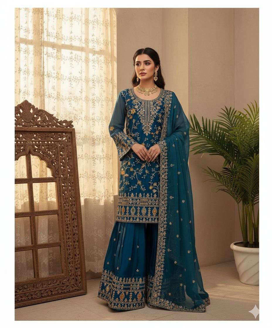 BE 447 HEAVY DESIGNER WEDDING WEAR LADIES SHARARA SUIT