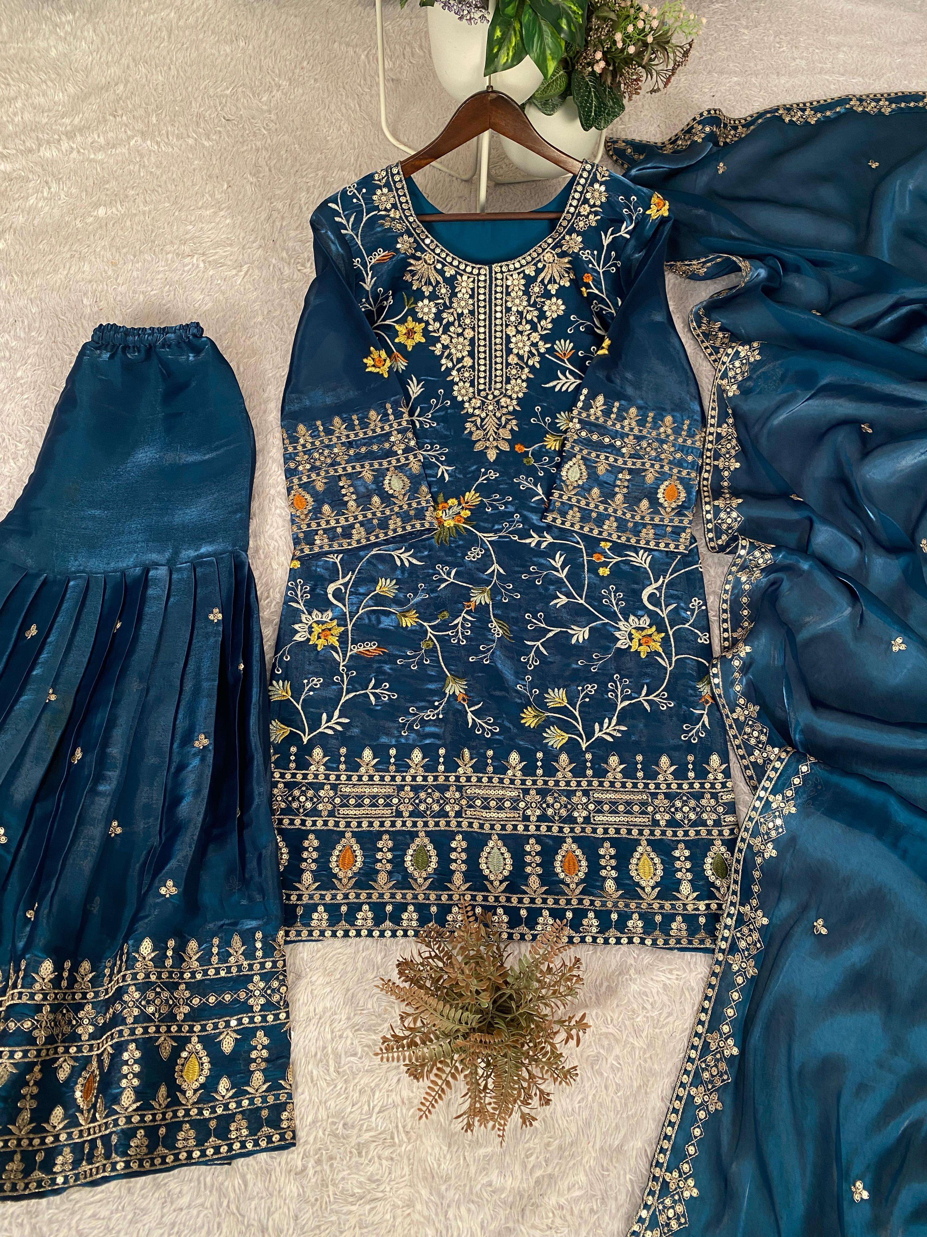 BE 447 HEAVY DESIGNER WEDDING WEAR LADIES SHARARA SUIT