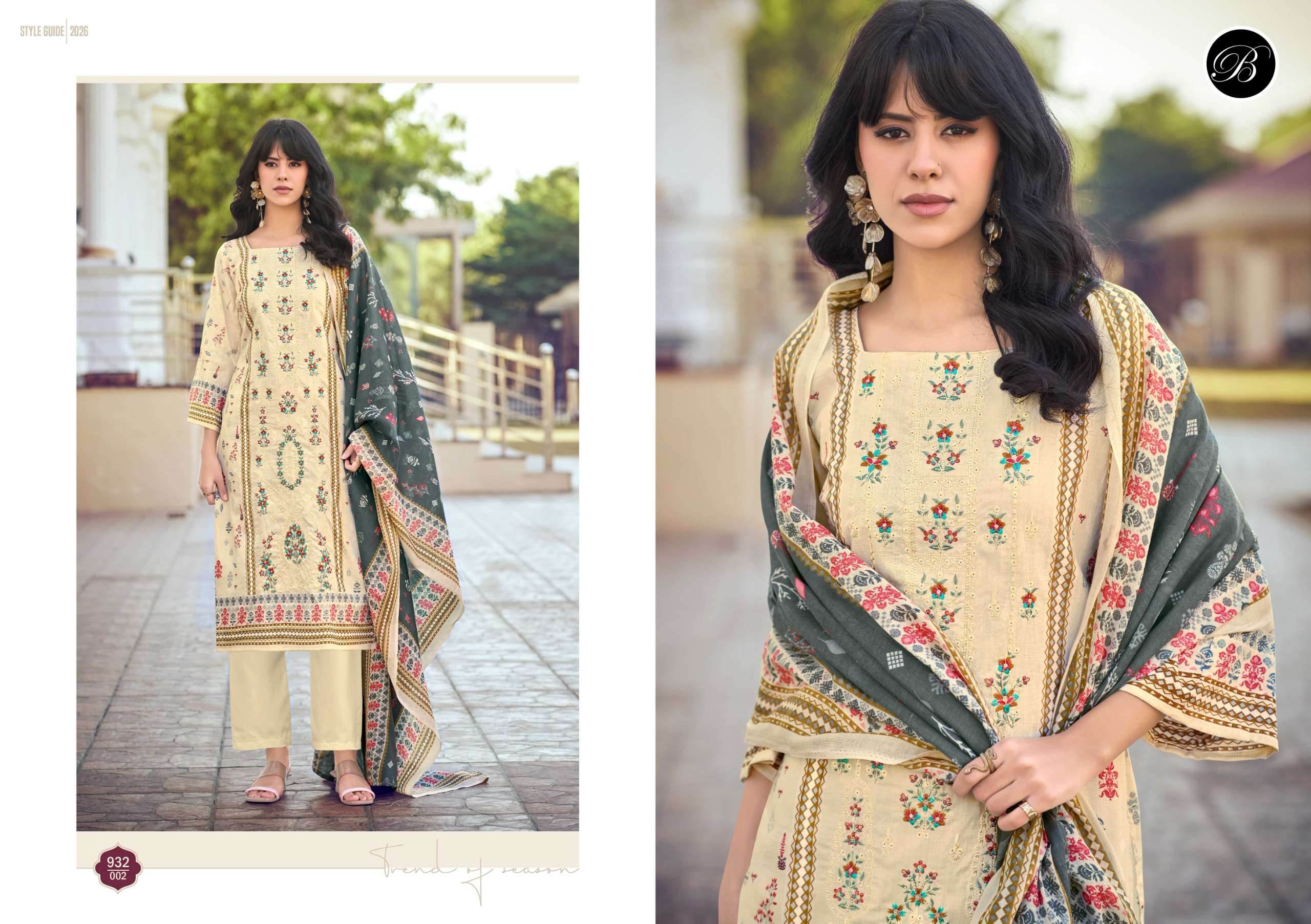 BELLIZA DESIGNER STUDIO BIN SAEED VOL 10 COTTON DIGITAL PRINTS WITH FANCY EMBROIDERY WORK SUIT