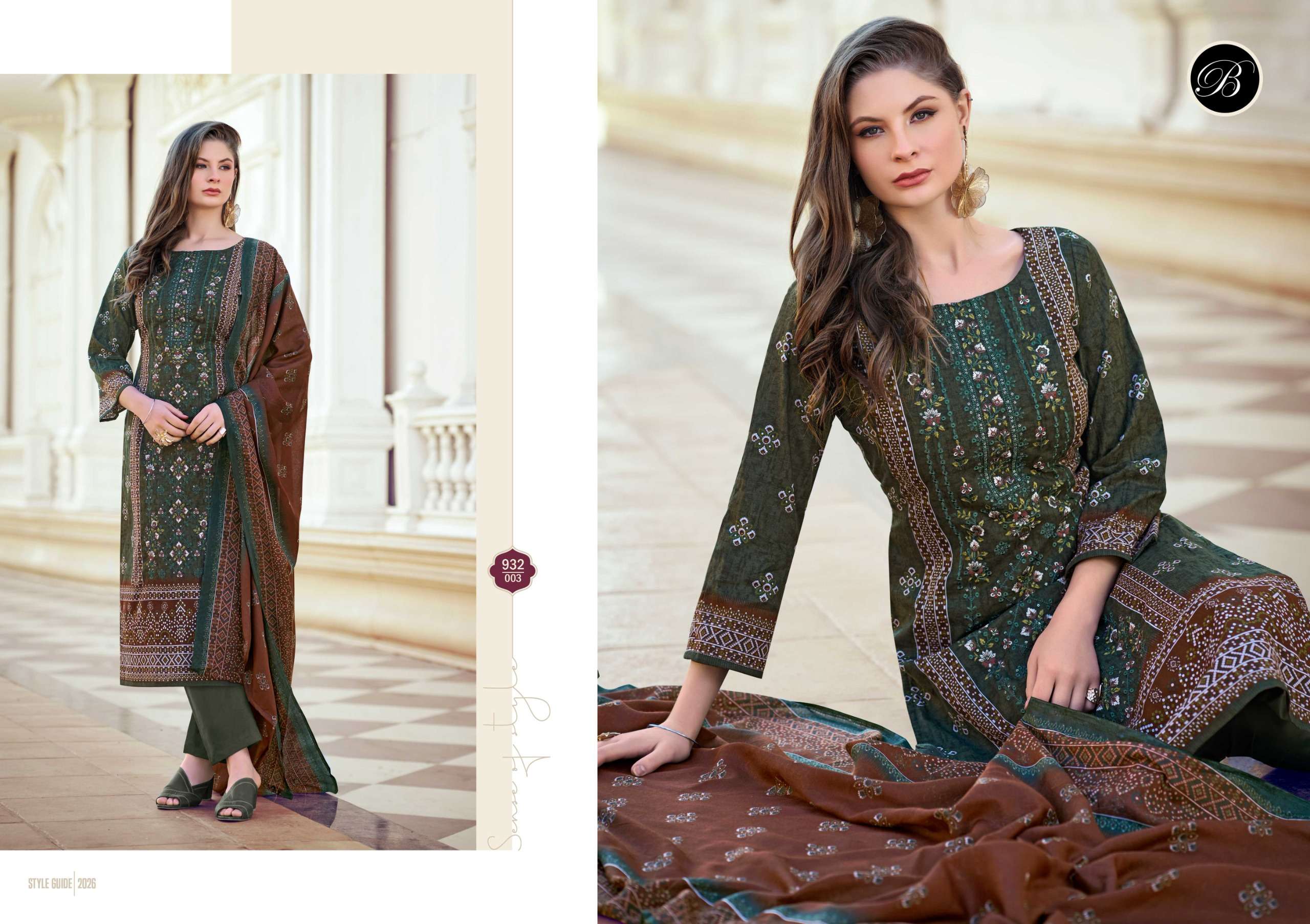 BELLIZA DESIGNER STUDIO BIN SAEED VOL 10 COTTON DIGITAL PRINTS WITH FANCY EMBROIDERY WORK SUIT