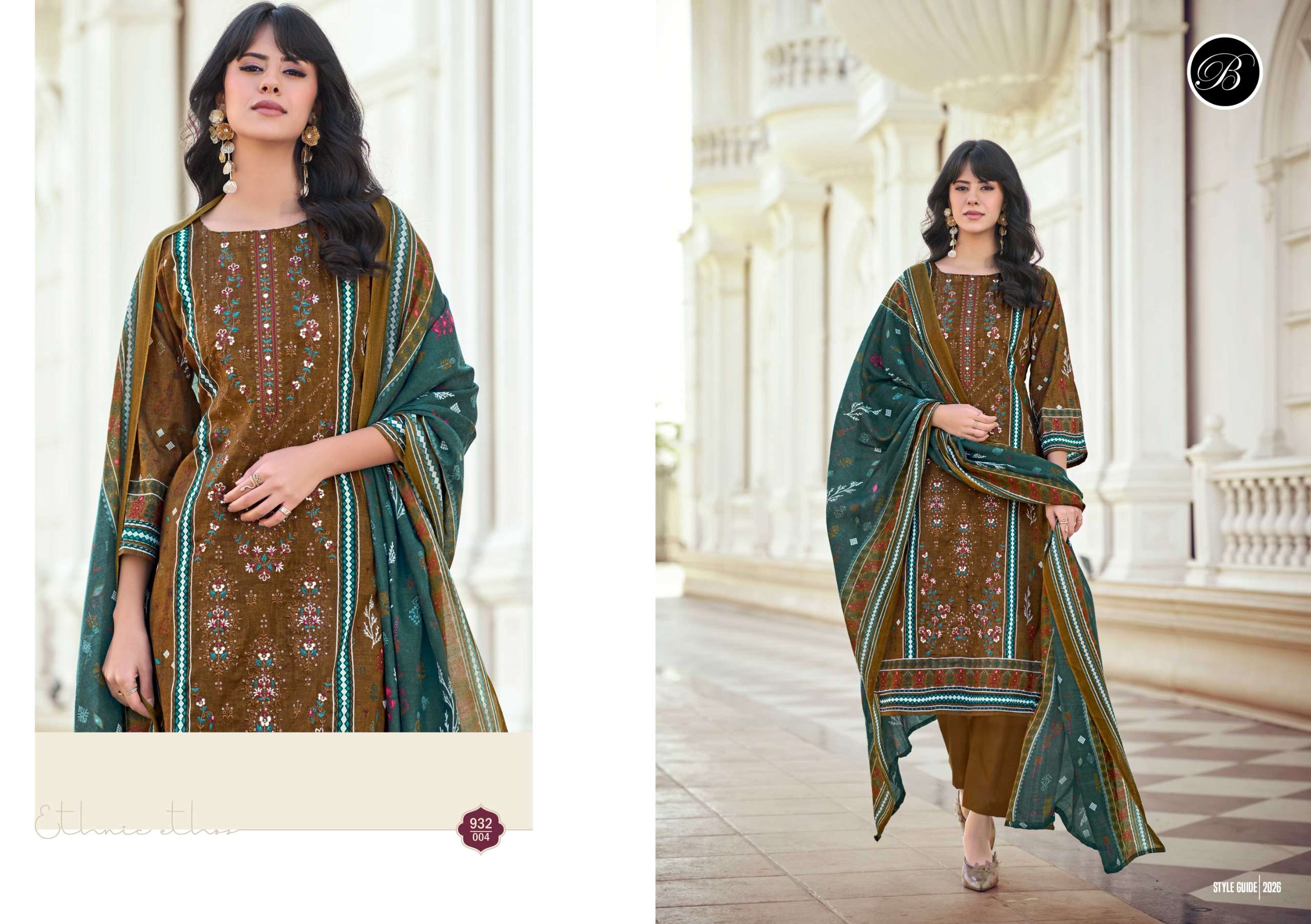 BELLIZA DESIGNER STUDIO BIN SAEED VOL 10 COTTON DIGITAL PRINTS WITH FANCY EMBROIDERY WORK SUIT