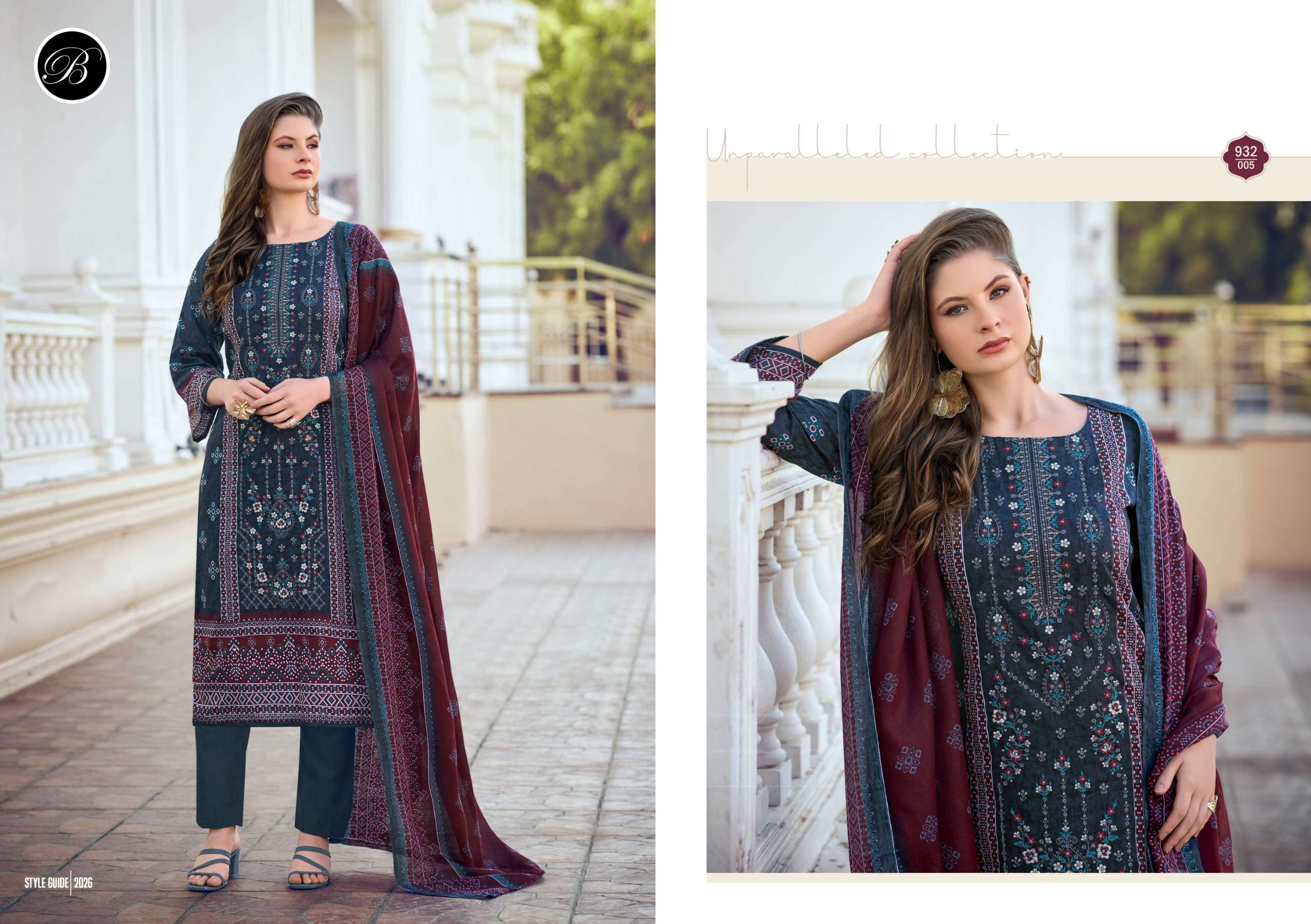 BELLIZA DESIGNER STUDIO BIN SAEED VOL 10 COTTON DIGITAL PRINTS WITH FANCY EMBROIDERY WORK SUIT