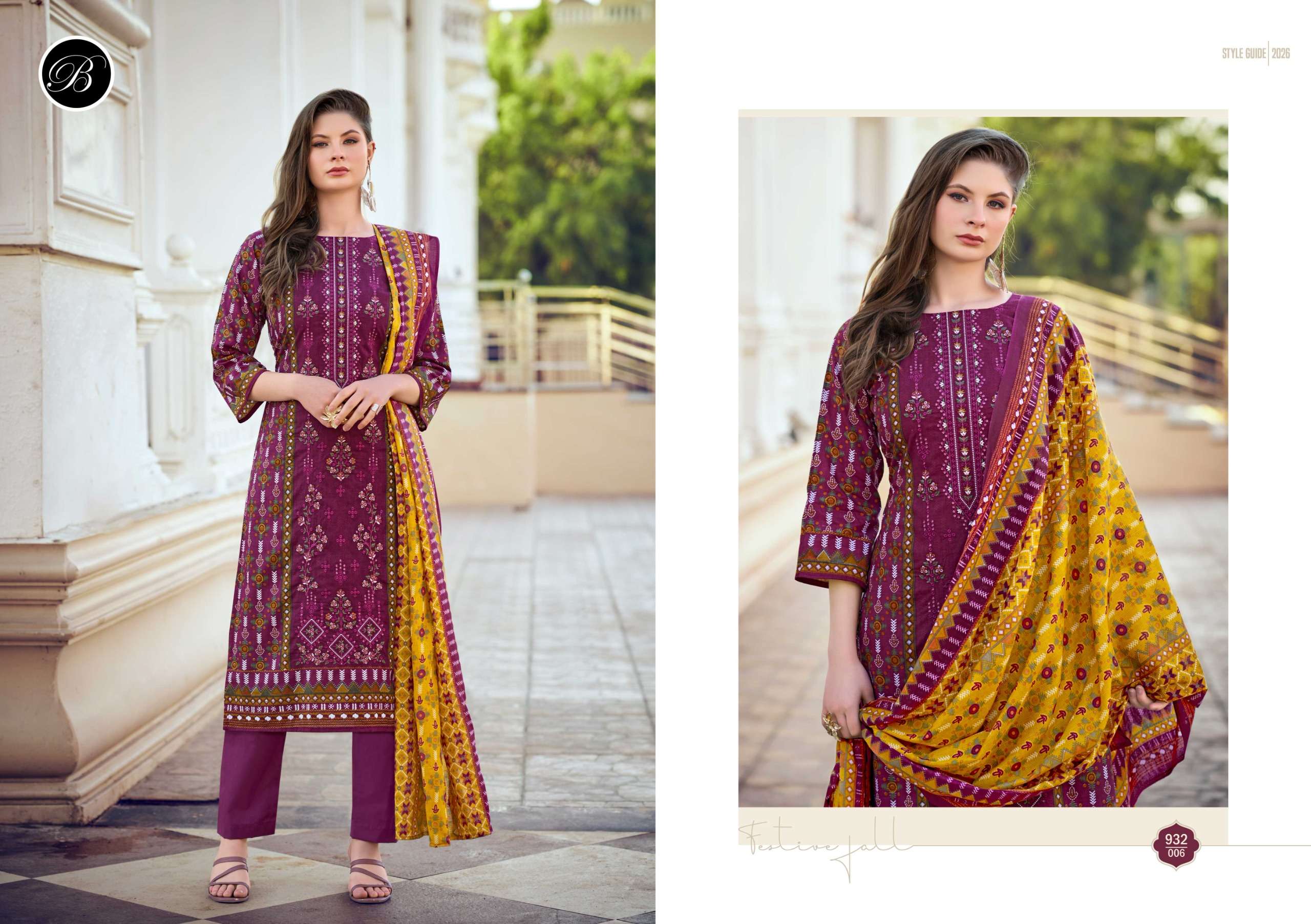 BELLIZA DESIGNER STUDIO BIN SAEED VOL 10 COTTON DIGITAL PRINTS WITH FANCY EMBROIDERY WORK SUIT