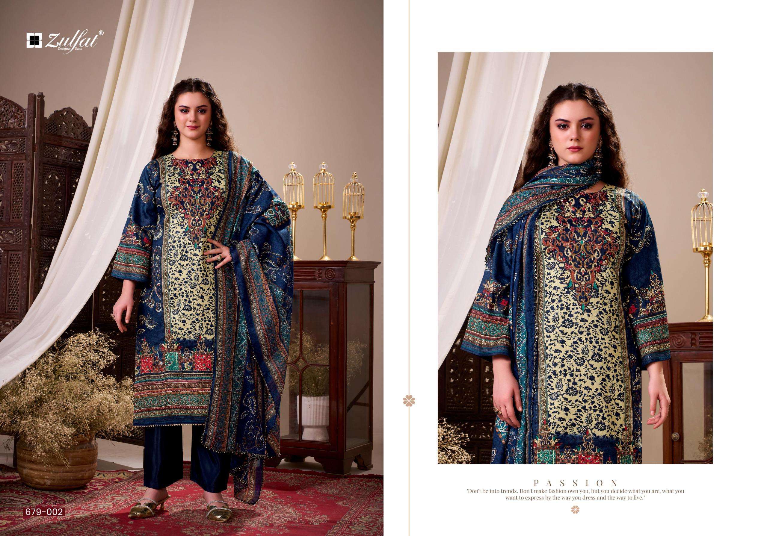 BELLIZA DESIGNER STUDIO HANIYA JAM SATIN PRINT WITH FANCY WORK SUIT