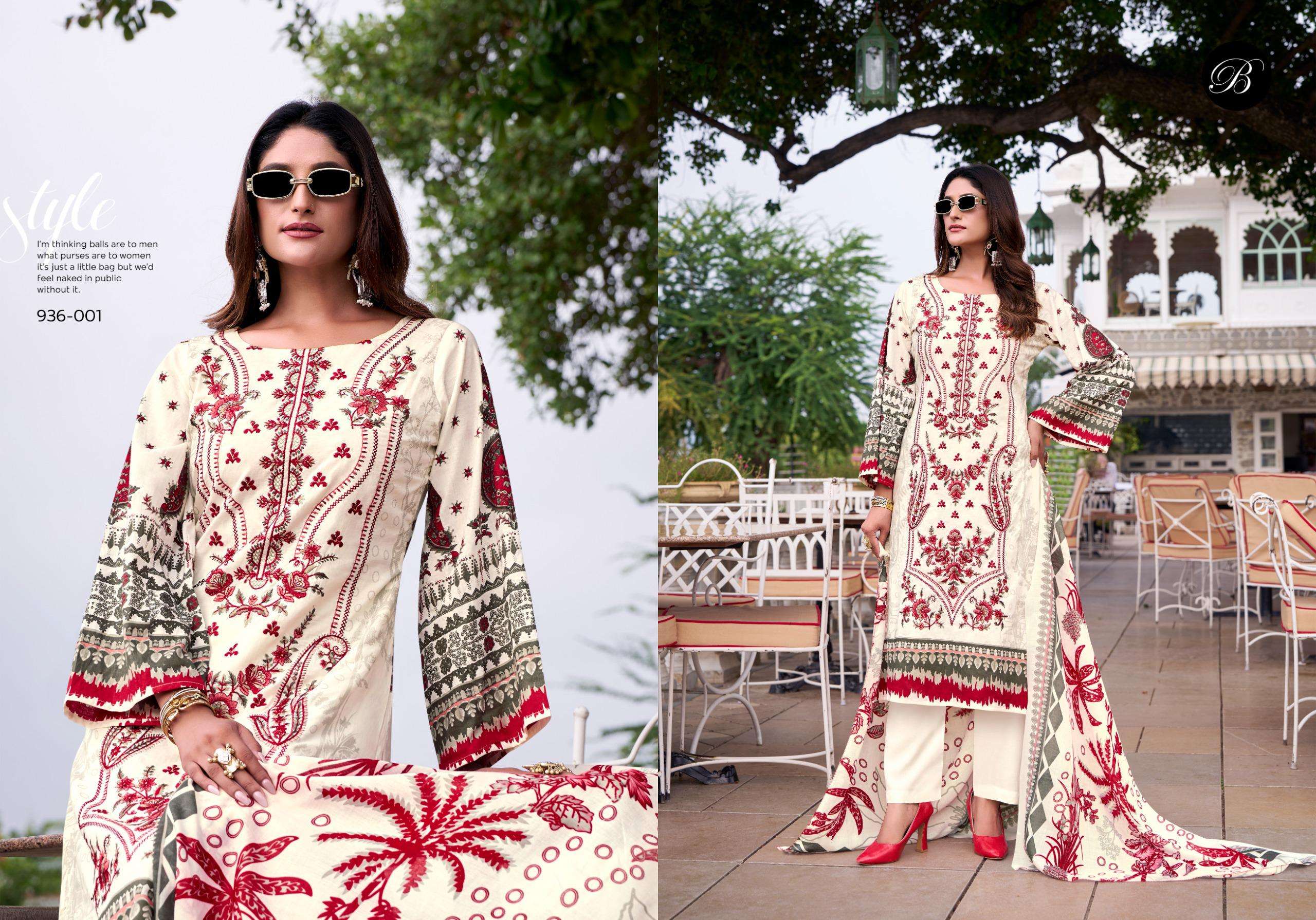BELLIZA DESIGNER STUDIO ISHARA COTTON DIGITAL PRINTS WITH FANCY WORK SUIT