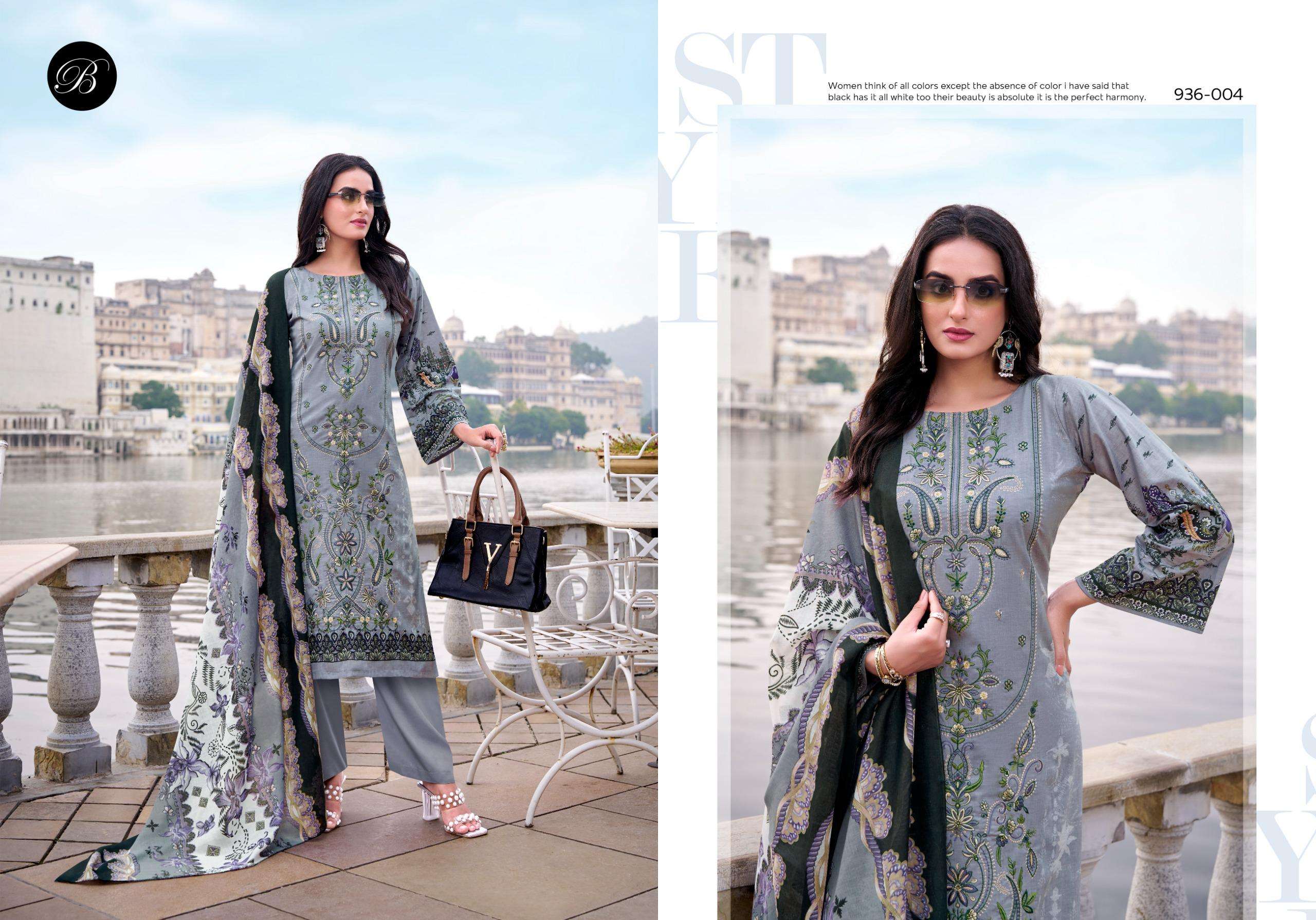 BELLIZA DESIGNER STUDIO ISHARA COTTON DIGITAL PRINTS WITH FANCY WORK SUIT