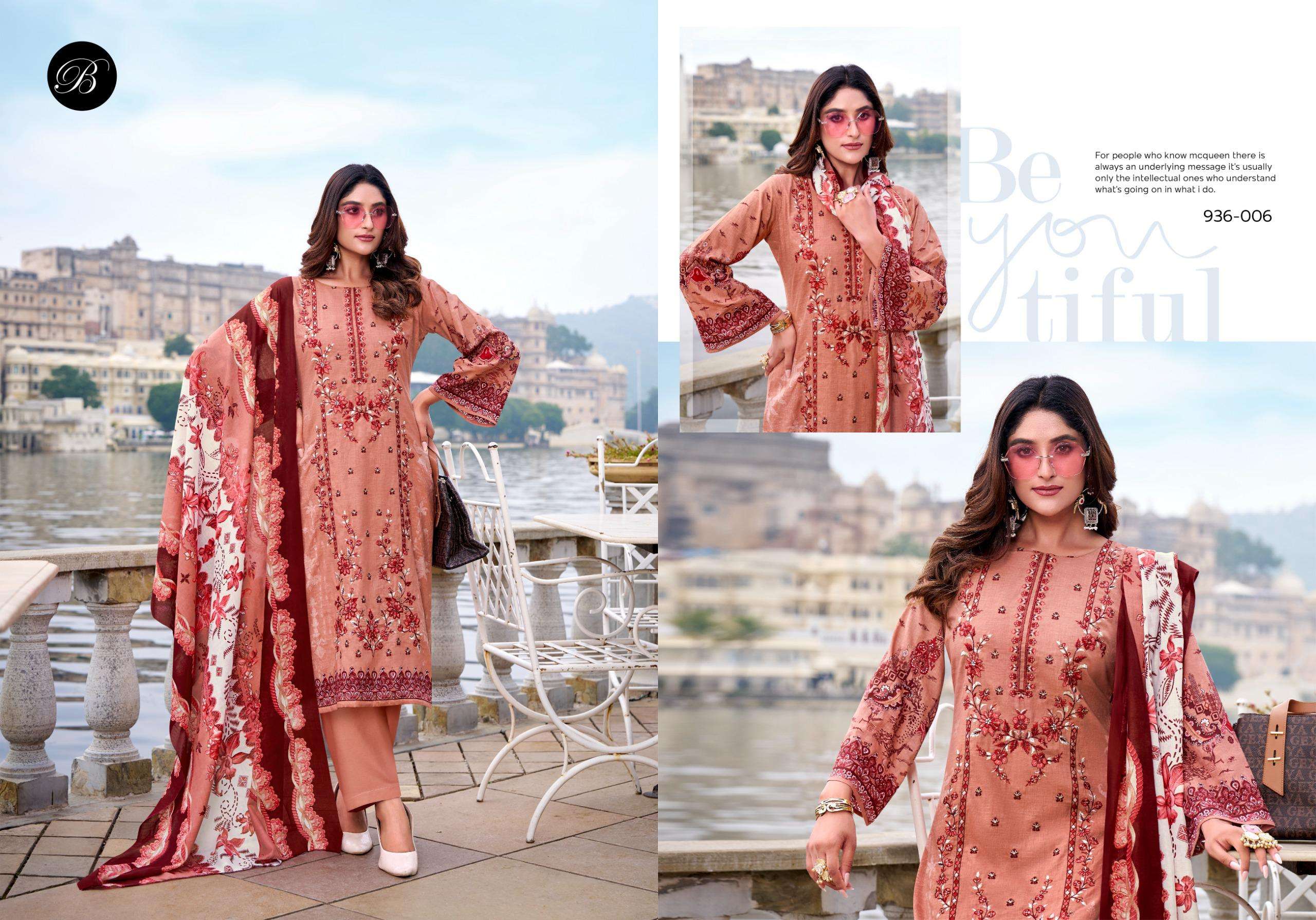 BELLIZA DESIGNER STUDIO ISHARA COTTON DIGITAL PRINTS WITH FANCY WORK SUIT