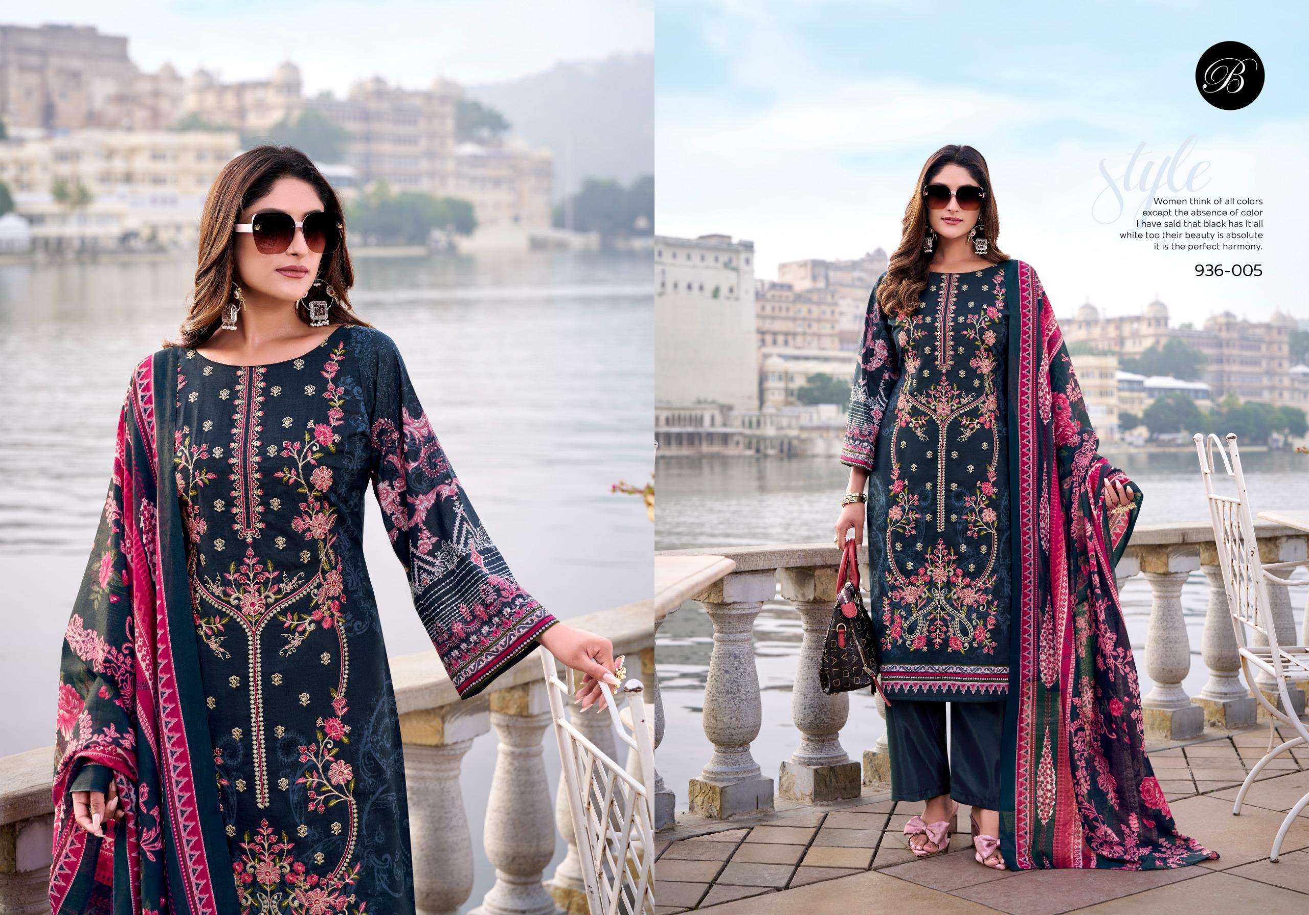 BELLIZA DESIGNER STUDIO ISHARA COTTON DIGITAL PRINTS WITH FANCY WORK SUIT