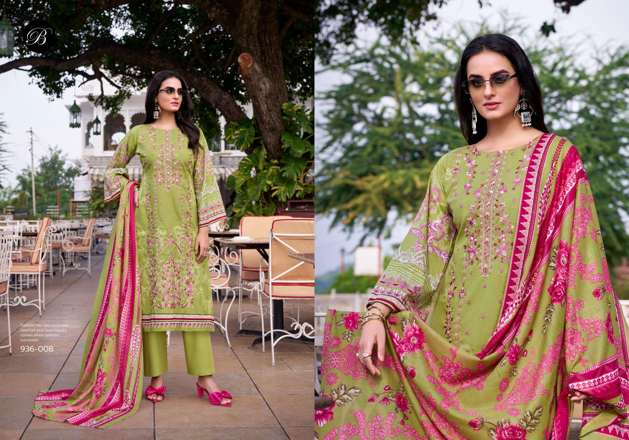 BELLIZA DESIGNER STUDIO ISHARA COTTON DIGITAL PRINTS WITH FANCY WORK SUIT