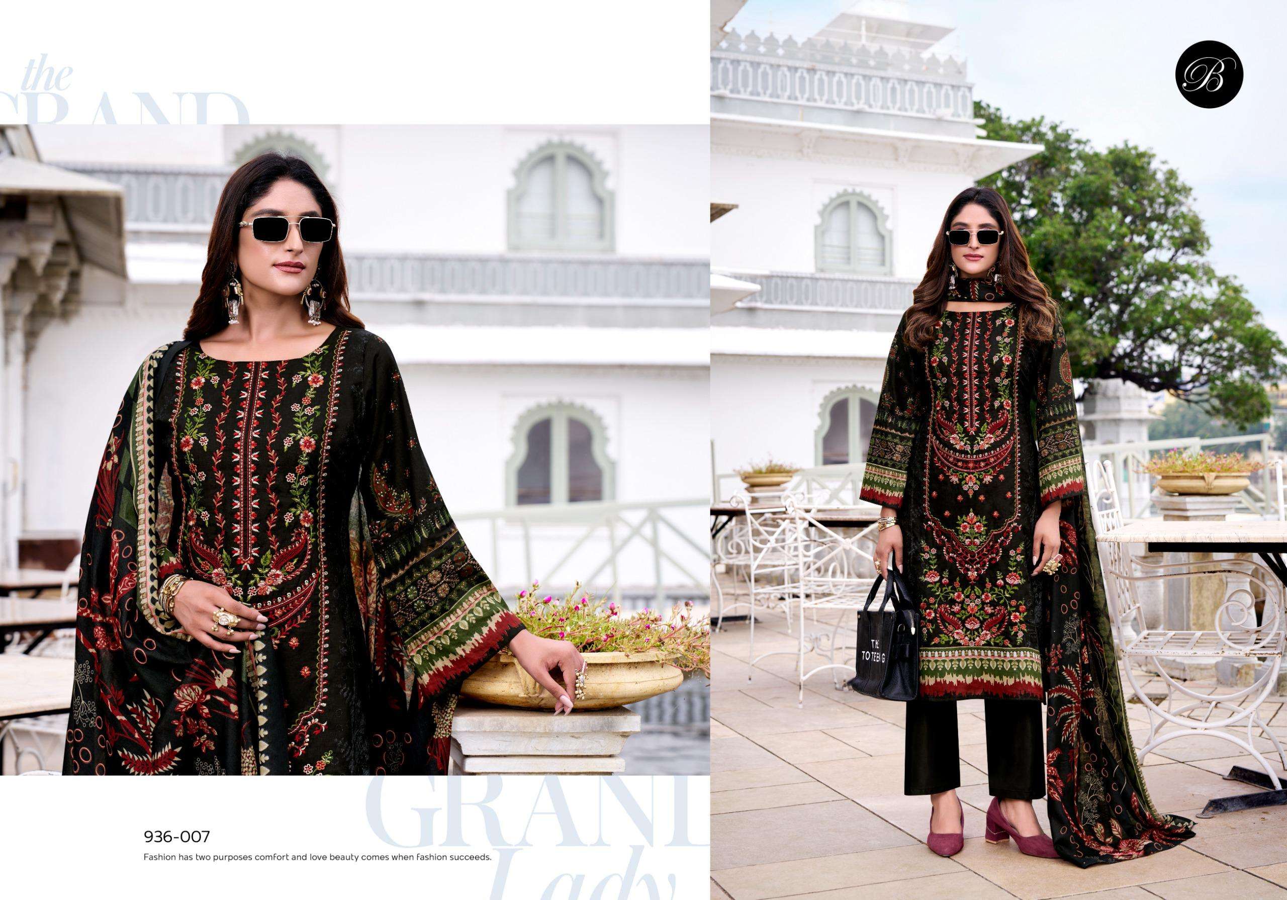 BELLIZA DESIGNER STUDIO ISHARA COTTON DIGITAL PRINTS WITH FANCY WORK SUIT