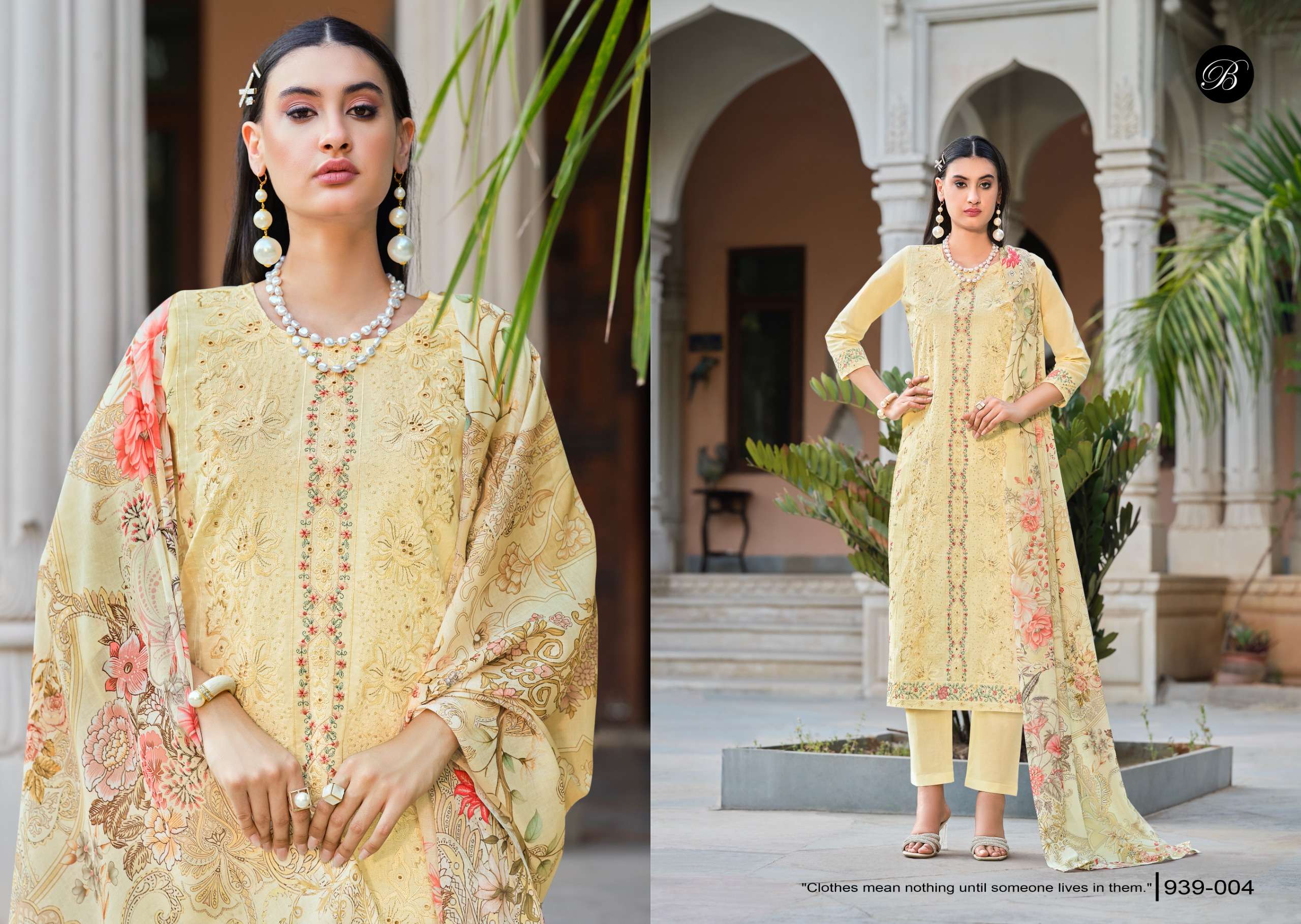 BELLIZA DESIGNER STUDIO JADE OMBRE STARLET LAWN COTTON DESIGNER WORK SUIT