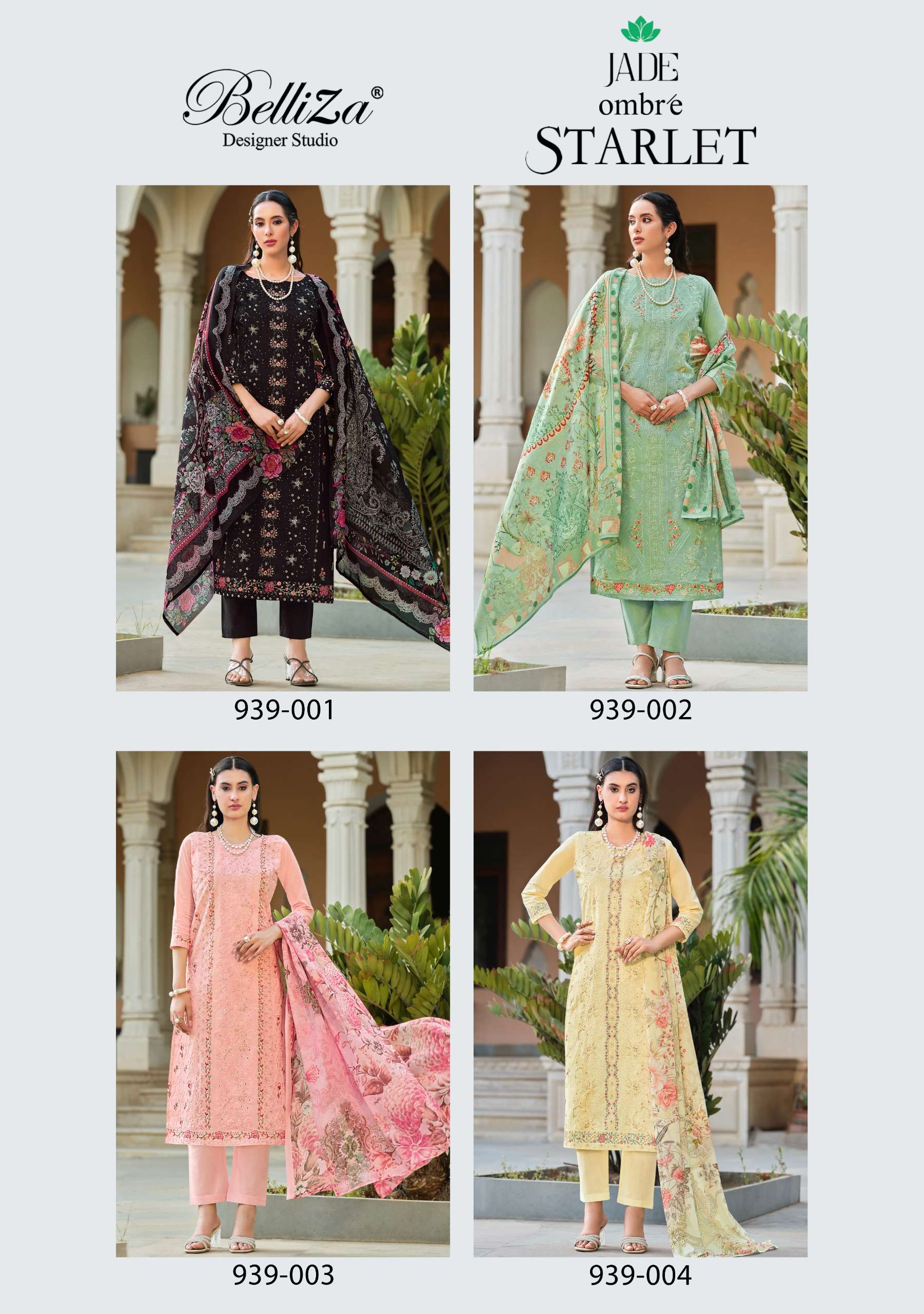 BELLIZA DESIGNER STUDIO JADE OMBRE STARLET LAWN COTTON DESIGNER WORK SUIT