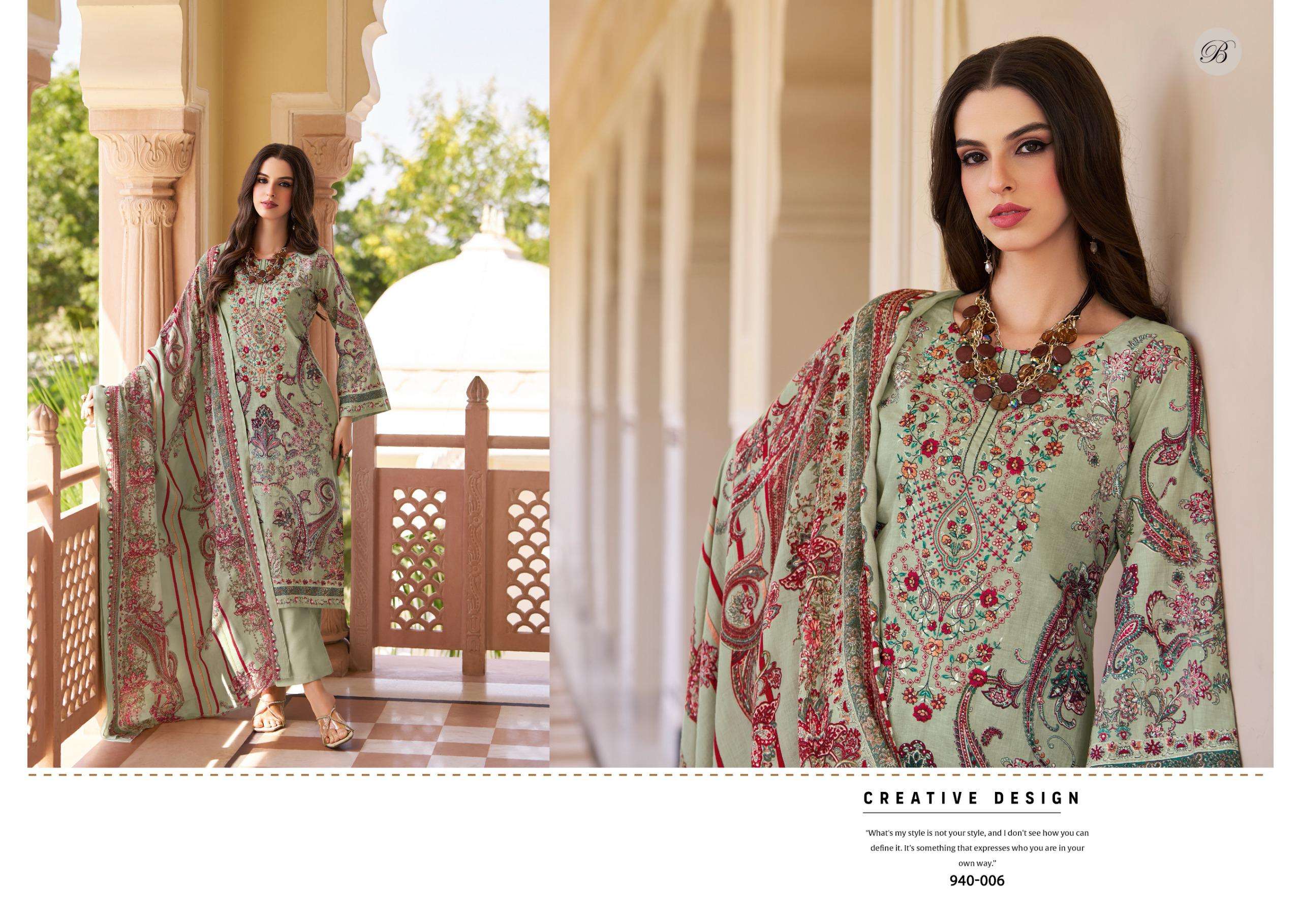 BELLIZA DESIGNER STUDIO NAIRA VOL 128 COTTON DIGITAL PRINTS WITH FANCY WORK SUIT